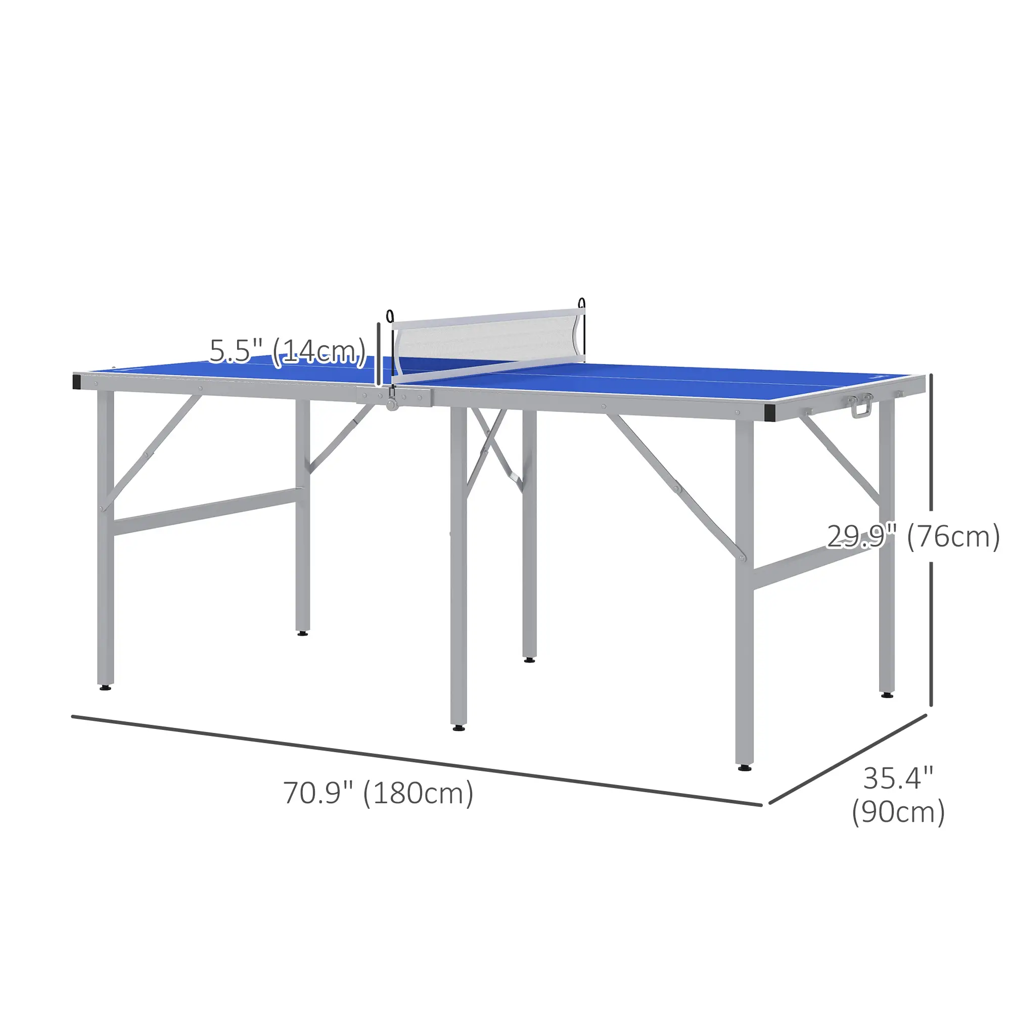 Portable Ping Pong Table Set, Table Tennis w/ Net, 2 Paddles, 3 Balls, Blue - Image 3