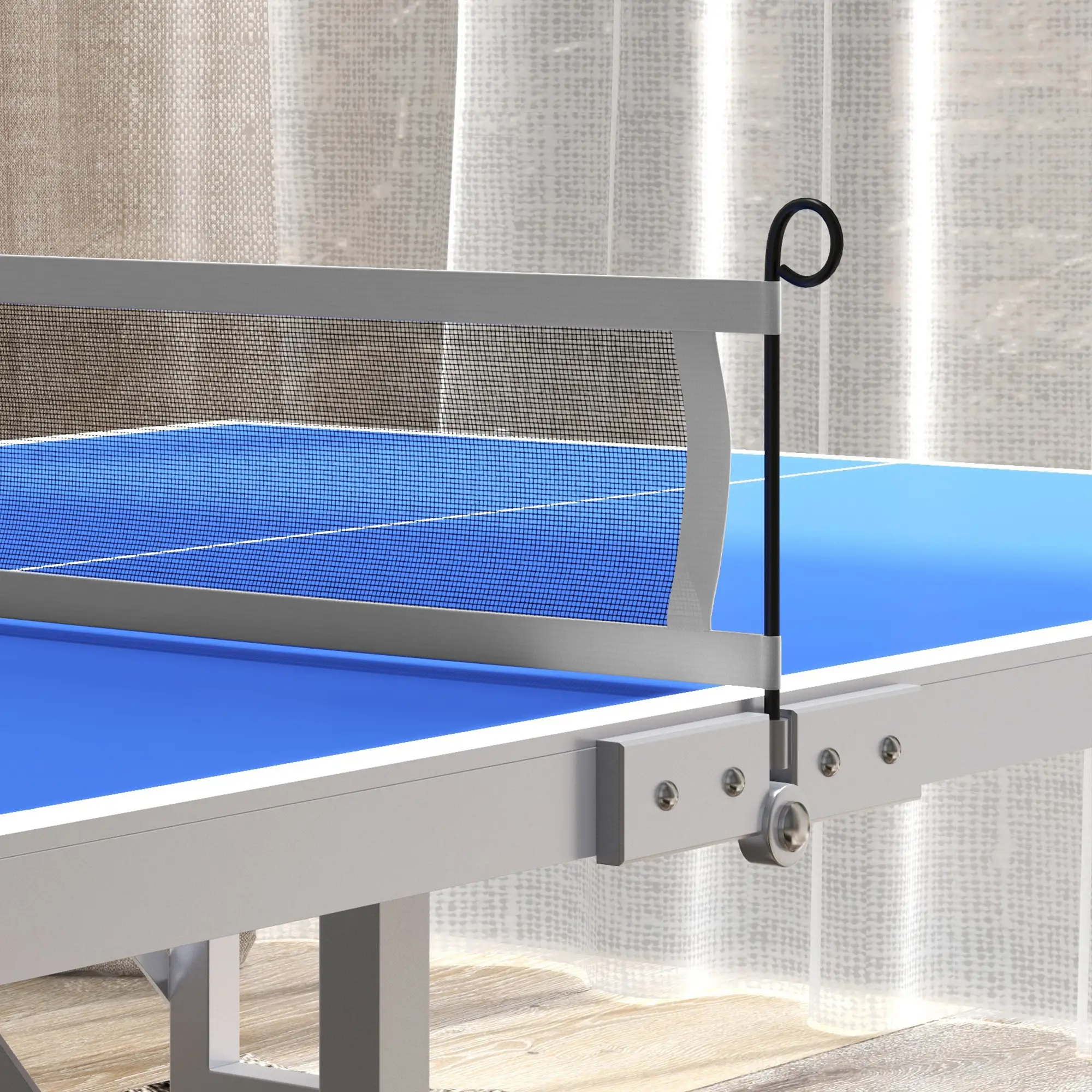 Portable Ping Pong Table Set, Table Tennis w/ Net, 2 Paddles, 3 Balls, Blue - Image 7