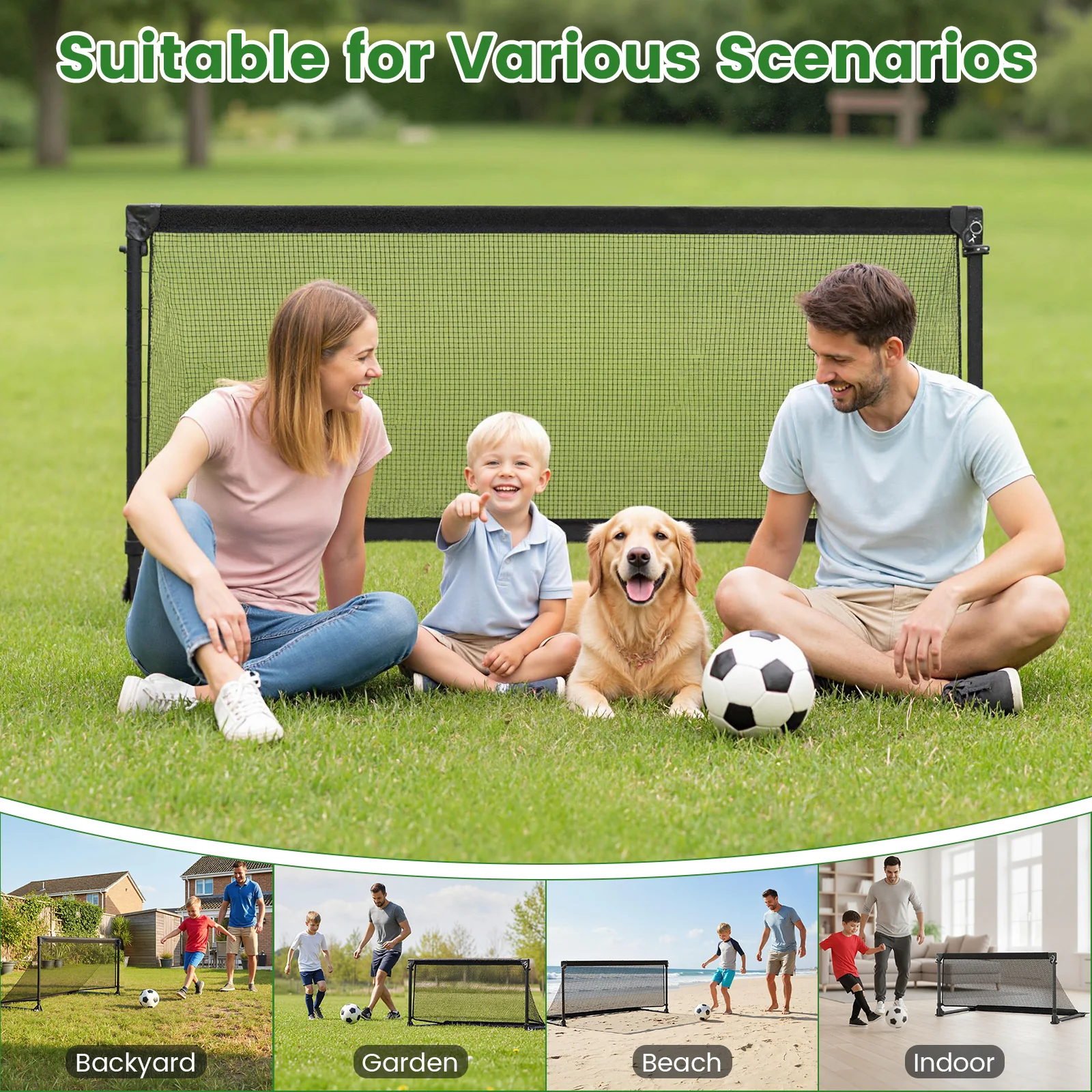 Portable POP Up Toddler Soccer Net with Metal Frame-M, Black - Image 10