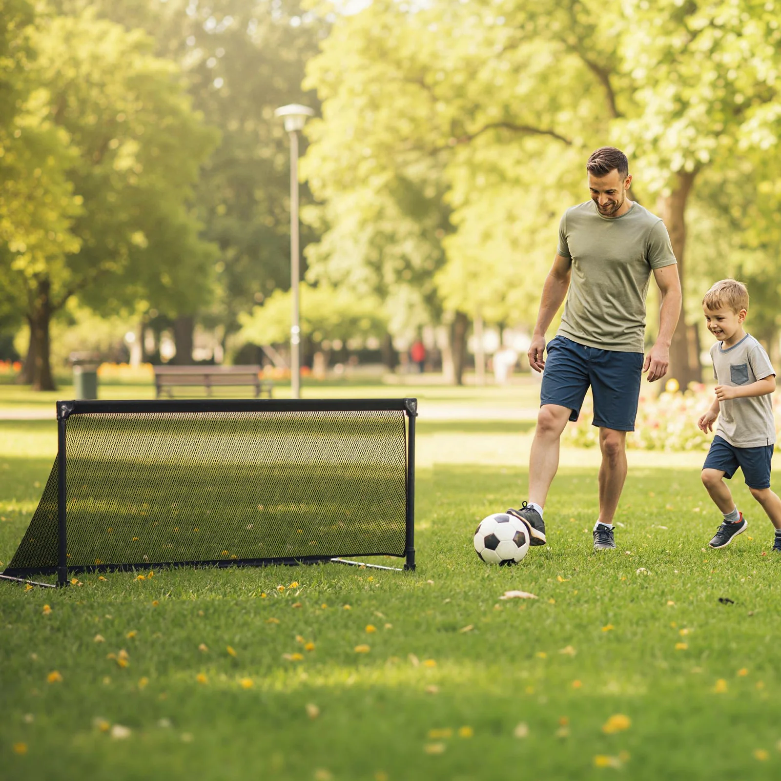 Portable POP Up Toddler Soccer Net with Metal Frame-M, Black - Image 2