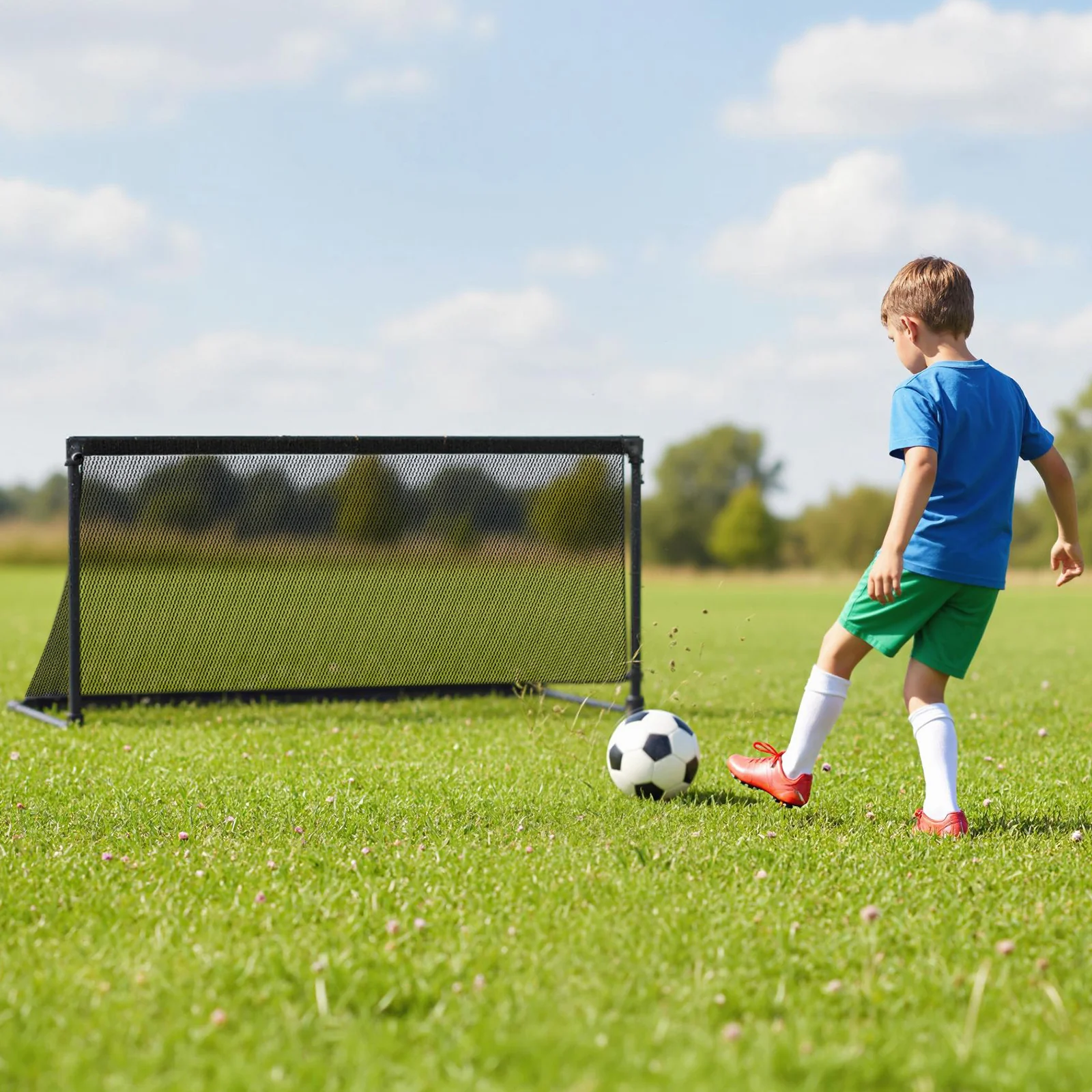 Portable POP Up Toddler Soccer Net with Metal Frame-M, Black - Image 3