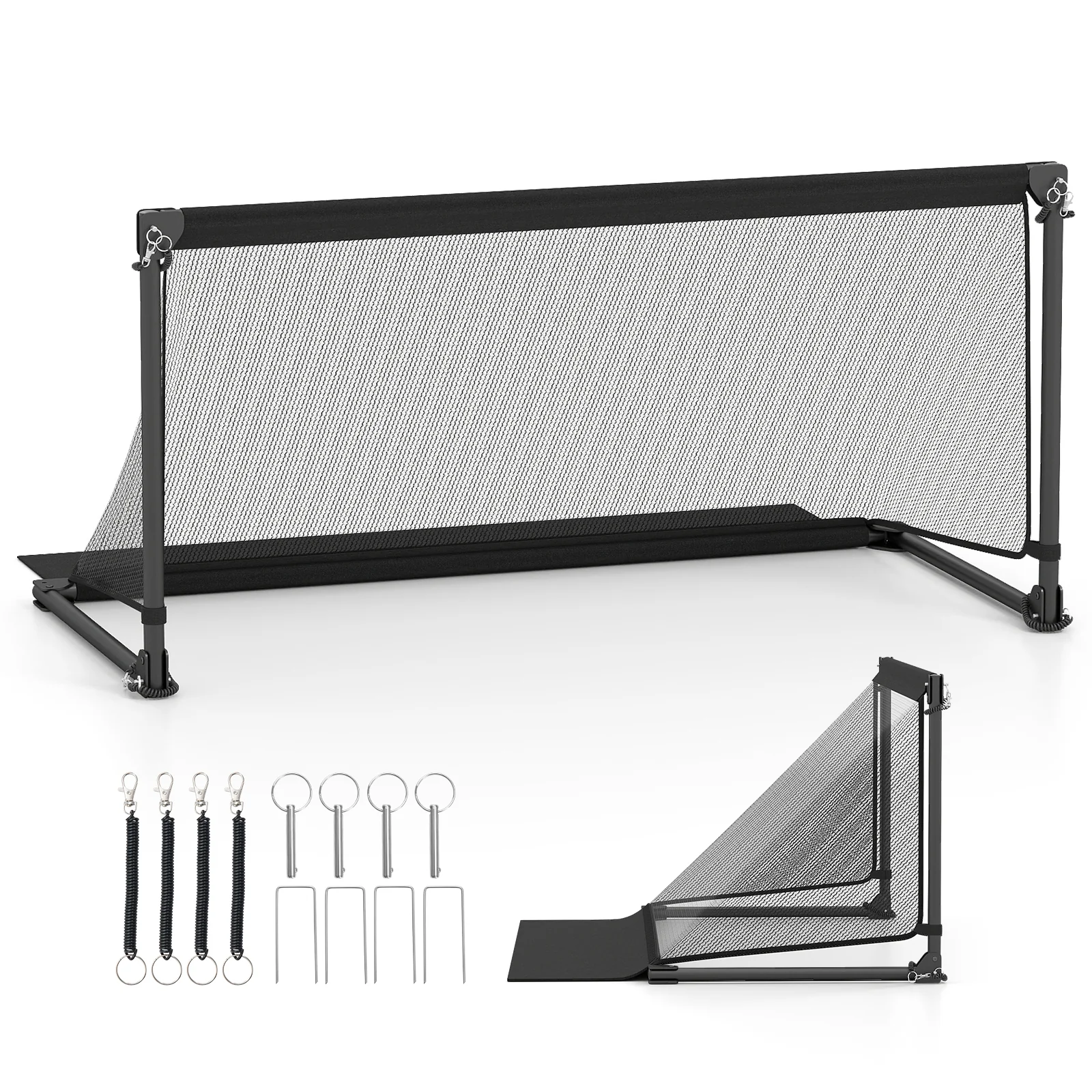 Portable POP Up Toddler Soccer Net with Metal Frame-M, Black - Image 4