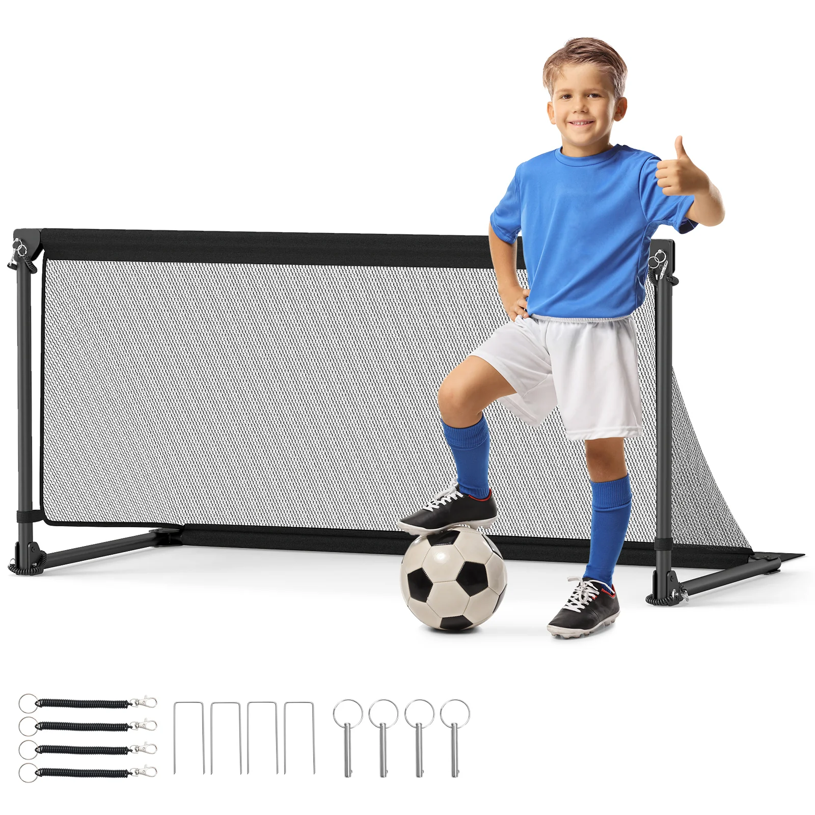 Portable POP Up Toddler Soccer Net with Metal Frame-M, Black - Image 5