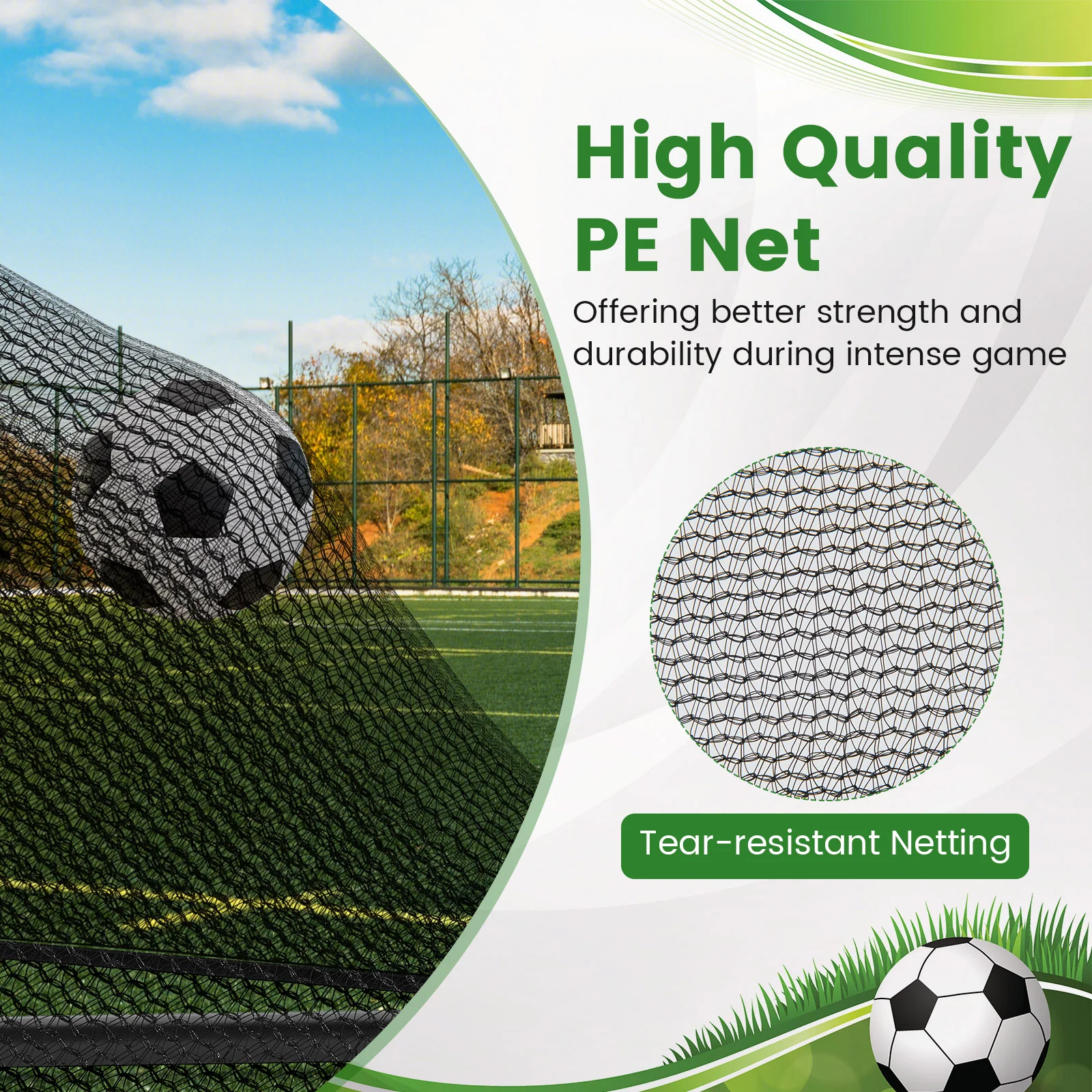 Portable POP Up Toddler Soccer Net with Metal Frame-M, Black - Image 7