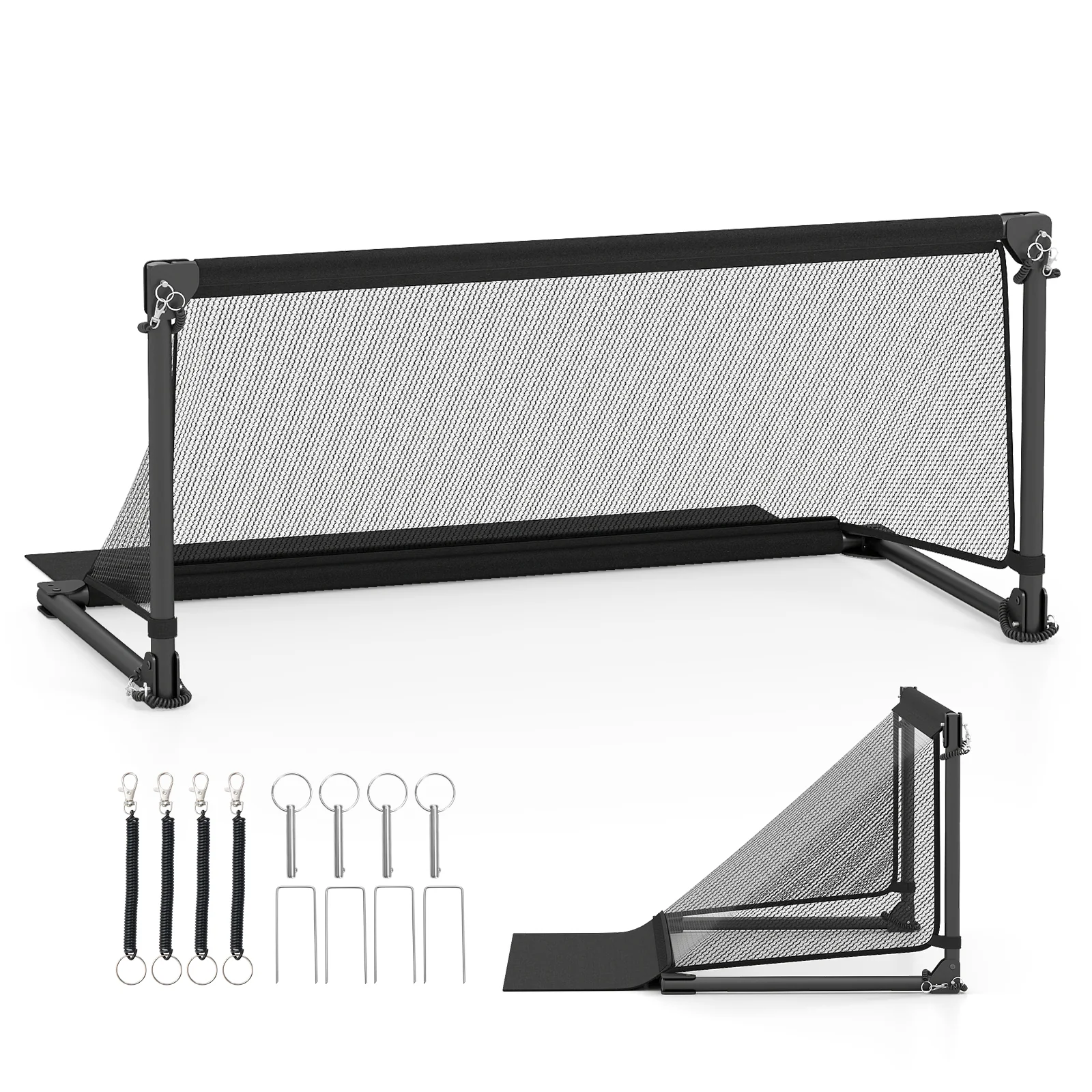 Portable POP Up Toddler Soccer Net with Metal Frame-S, Black