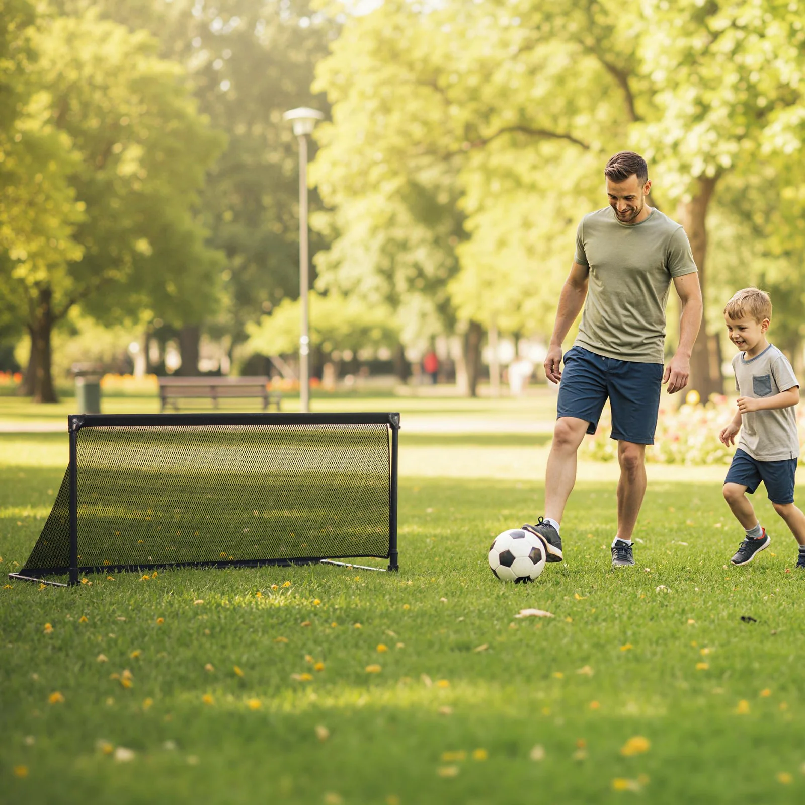 Portable POP Up Toddler Soccer Net with Metal Frame-S, Black - Image 2