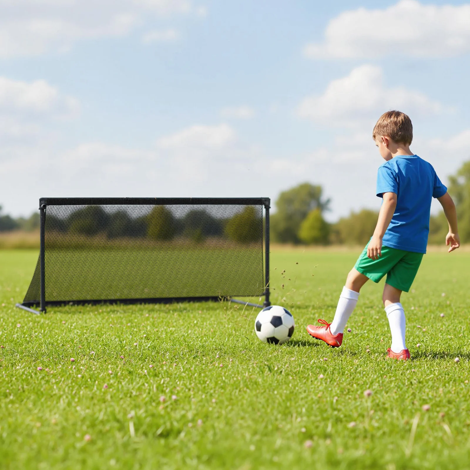Portable POP Up Toddler Soccer Net with Metal Frame-S, Black - Image 3