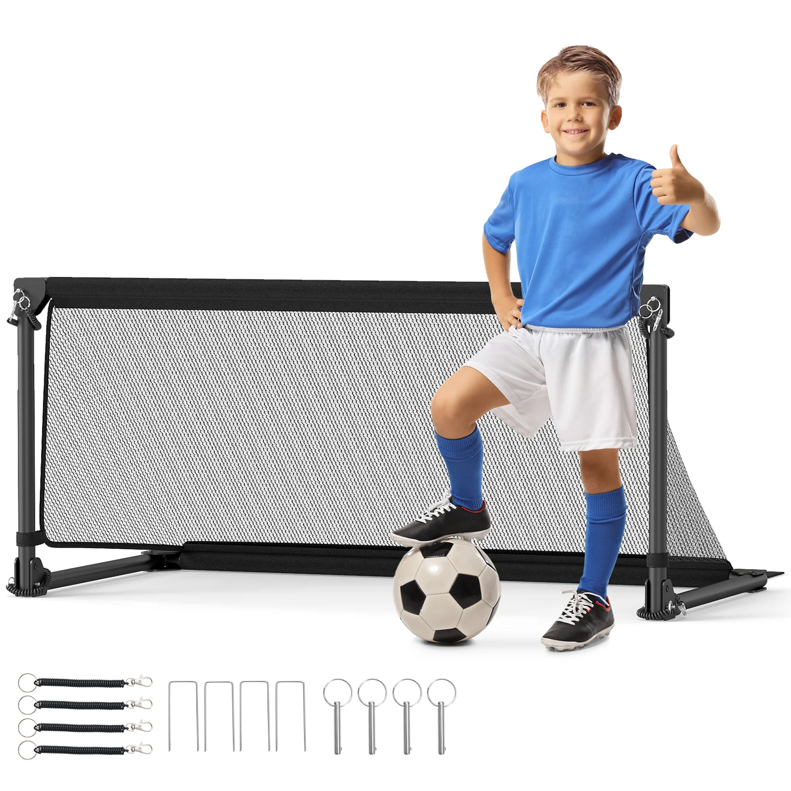 Portable POP Up Toddler Soccer Net with Metal Frame-S, Black - Image 5