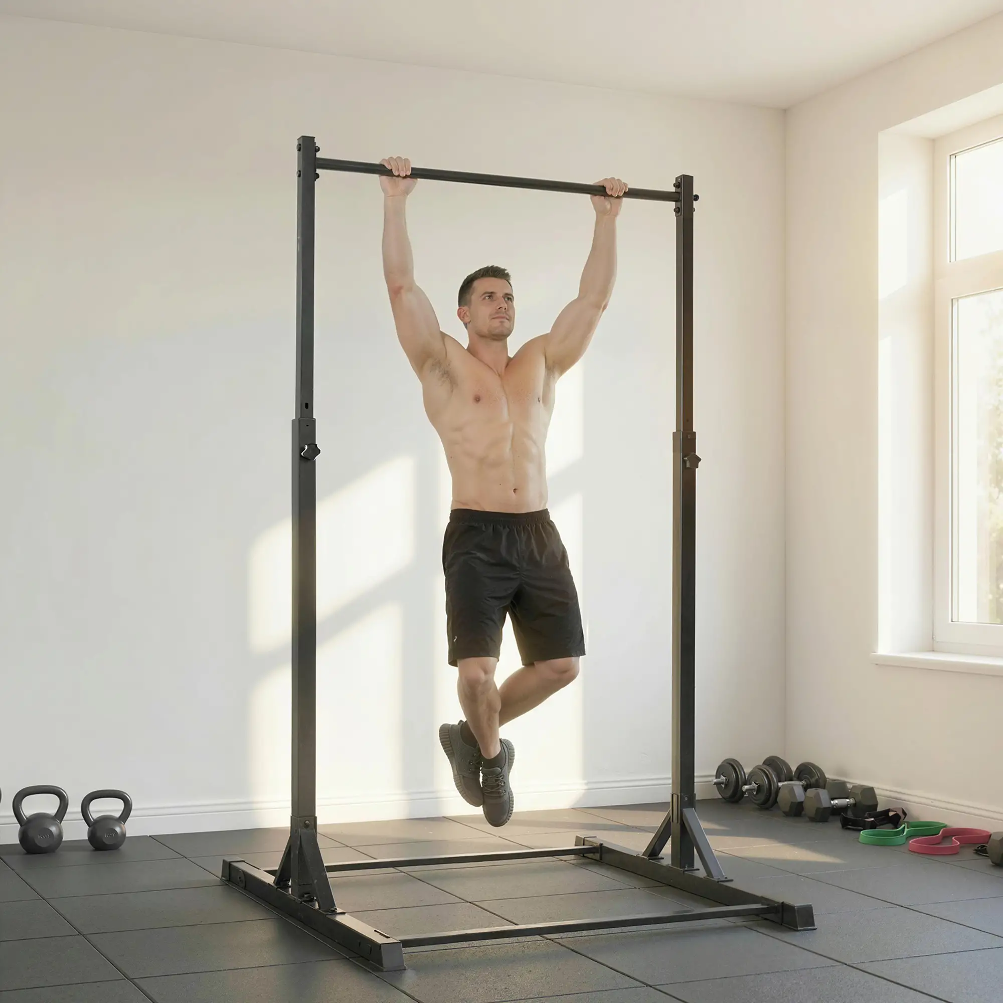 Portable Pull Up Station, Height Adjustable, 8 Levels, 440LBS Capacity - Image 10