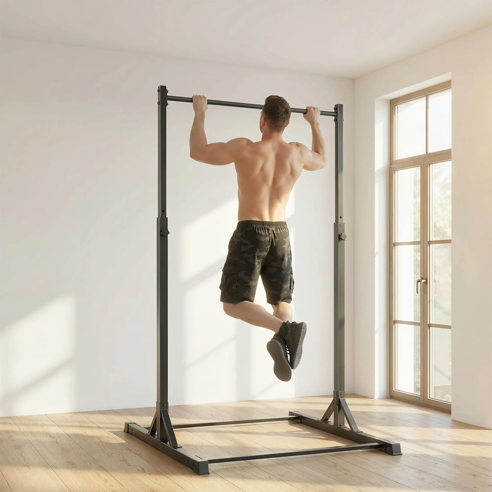 Portable Pull Up Station, Height Adjustable, 8 Levels, 440LBS Capacity - Image 2