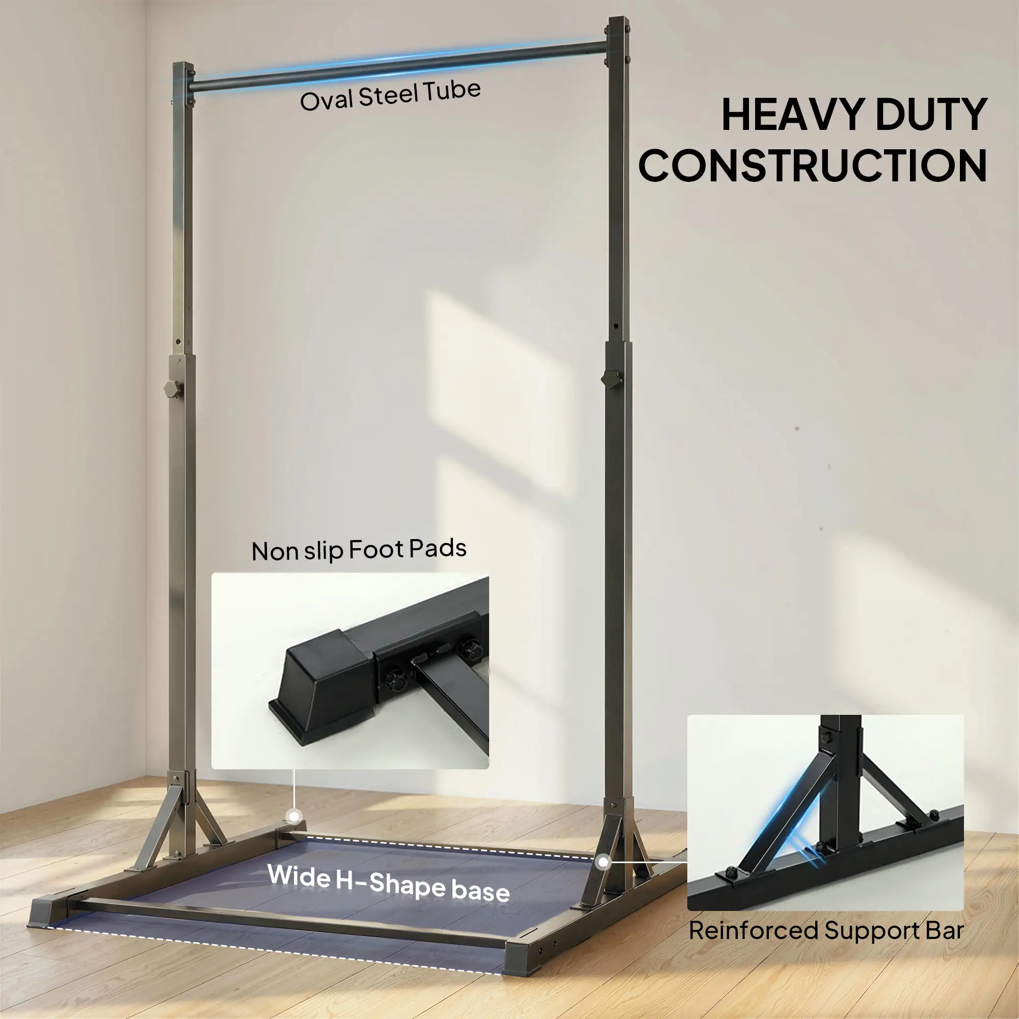 Portable Pull Up Station, Height Adjustable, 8 Levels, 440LBS Capacity - Image 5