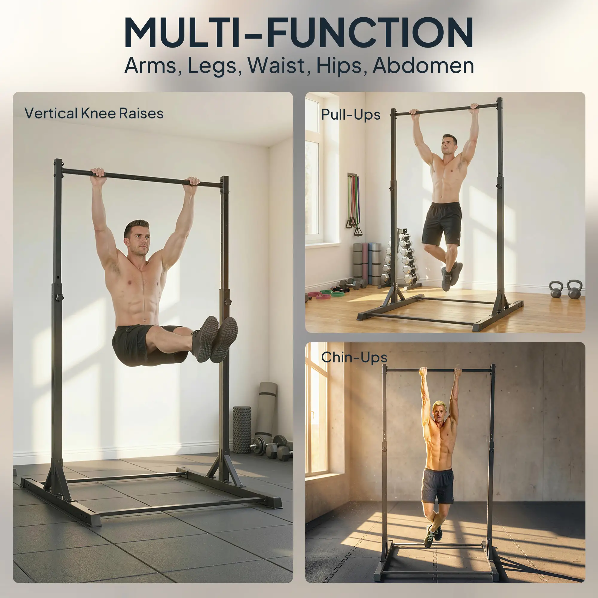 Portable Pull Up Station, Height Adjustable, 8 Levels, 440LBS Capacity - Image 7