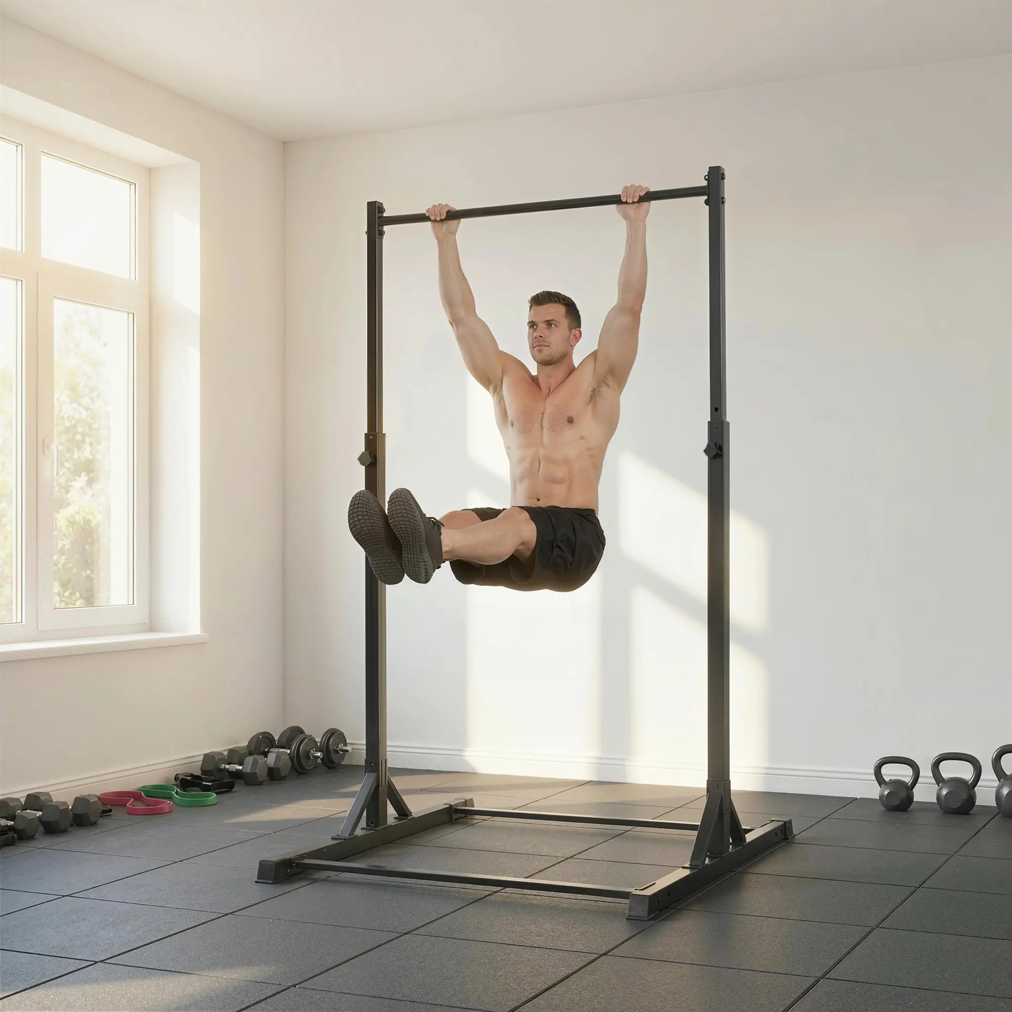 Portable Pull Up Station, Height Adjustable, 8 Levels, 440LBS Capacity - Image 9