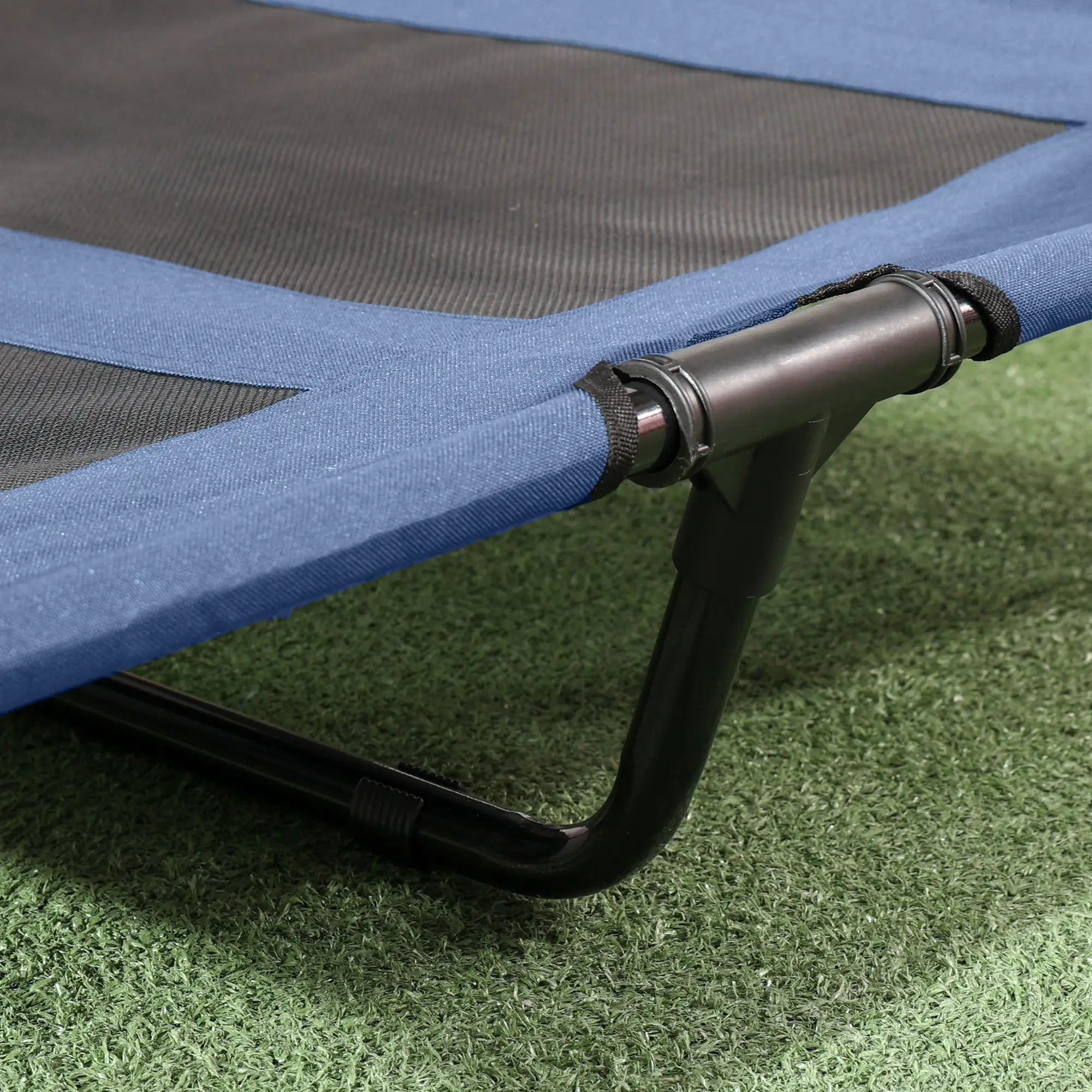 Portable Raised Dog Cot with Canopy, XL Size, Dark Blue - Image 10
