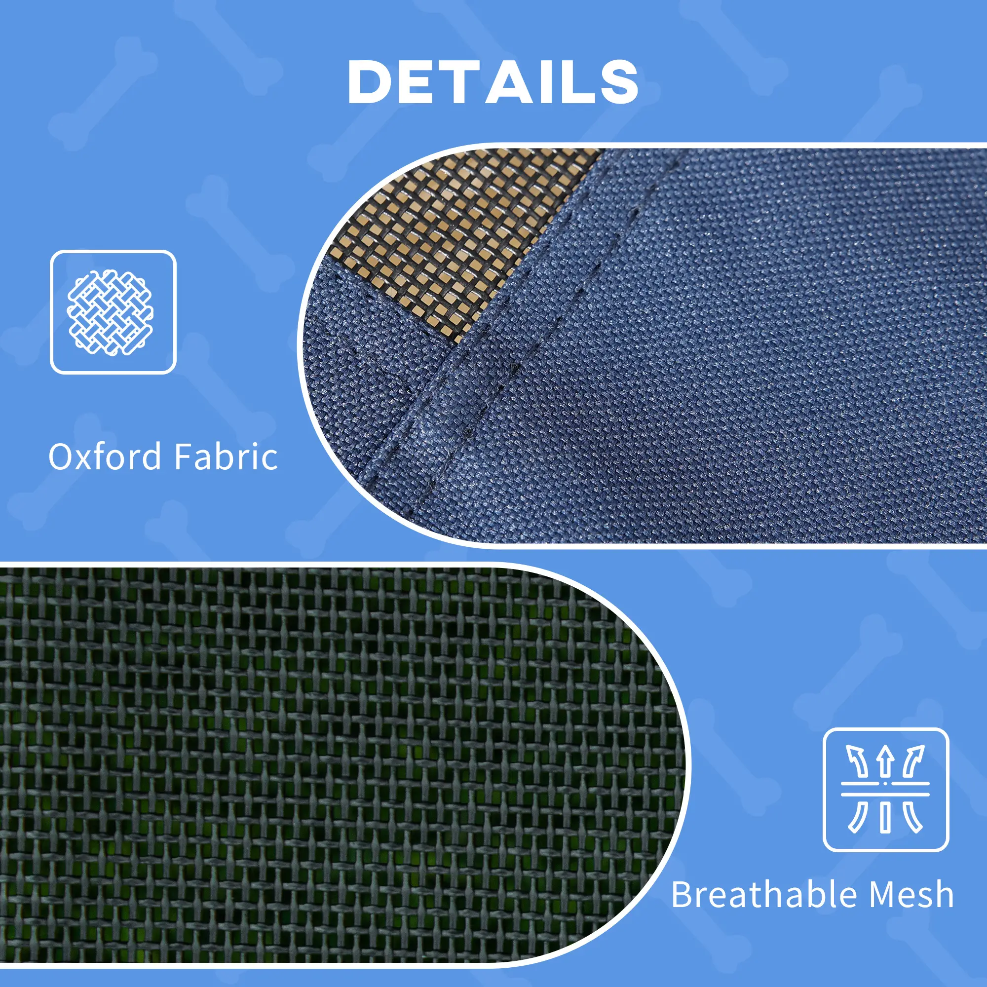 Portable Raised Dog Cot with Canopy, XL Size, Dark Blue - Image 5