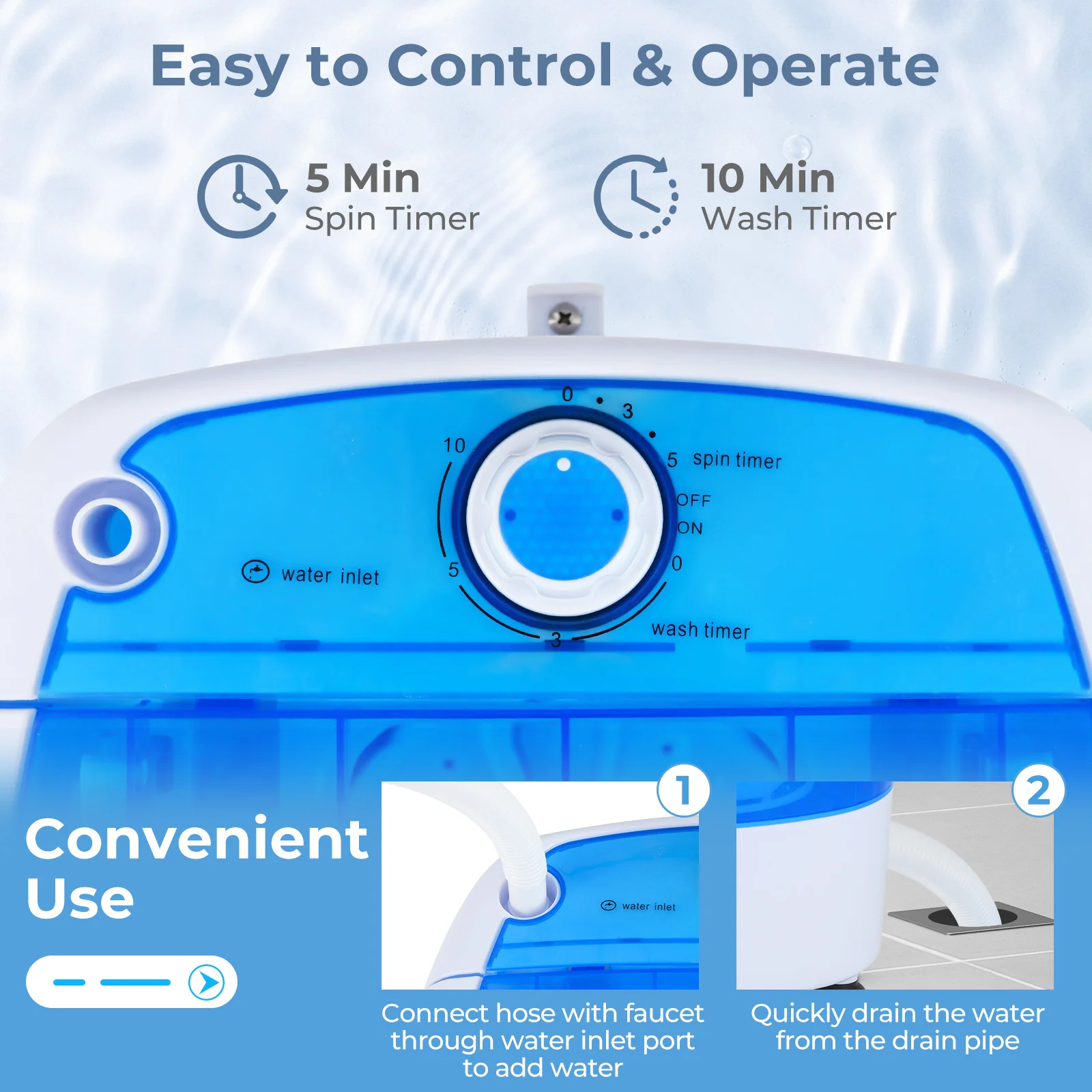 Portable Semi Auto Washing Machine, 5.5 lbs, Blue - Image 9