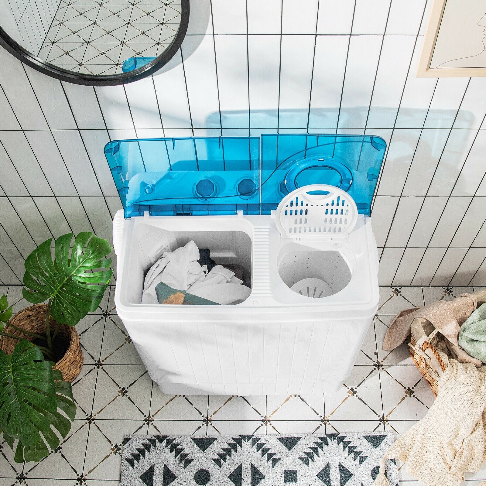 Portable Semi-Automatic Twin Tub Washing Machine, Blue - Image 3