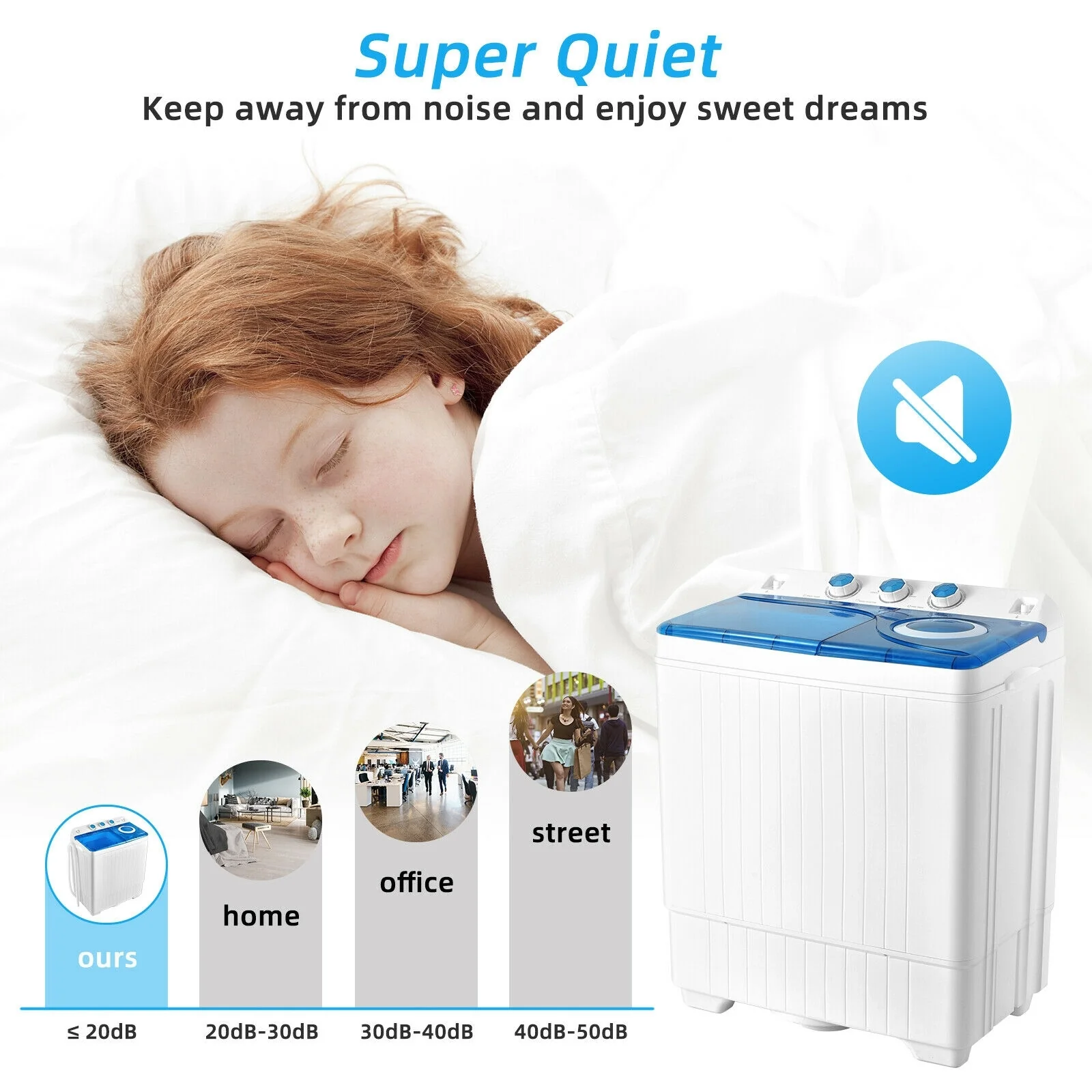 Portable Semi-Automatic Twin Tub Washing Machine, Blue - Image 8