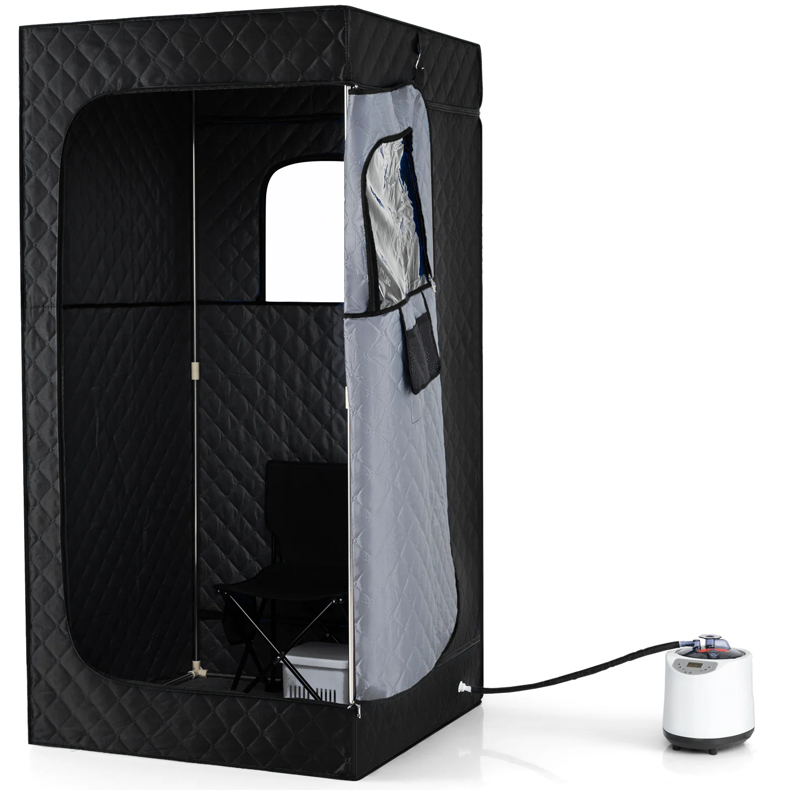 Portable Steam Sauna Box with 3L/1200W Fast-Heat Steamer and 15-Level Temperature, Black - Image 4