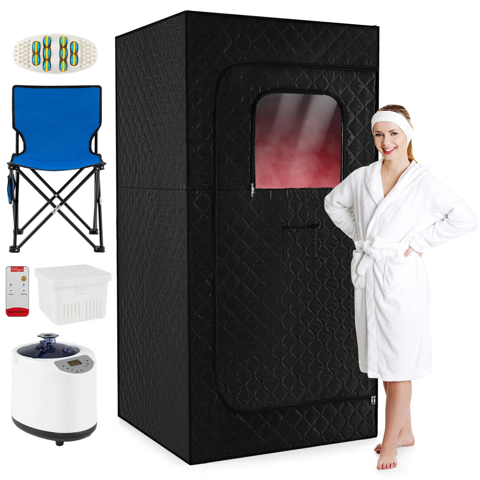 Portable Steam Sauna Box with 3L/1200W Fast-Heat Steamer and 15-Level Temperature, Black - Image 6