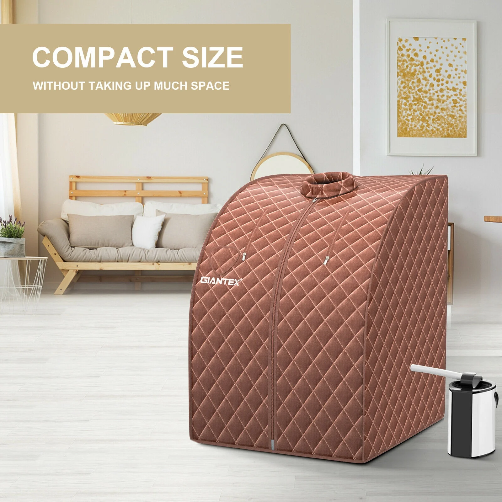Portable Steam Sauna Spa, 3L Blast-Proof Steamer Chair, Coffee - Image 7