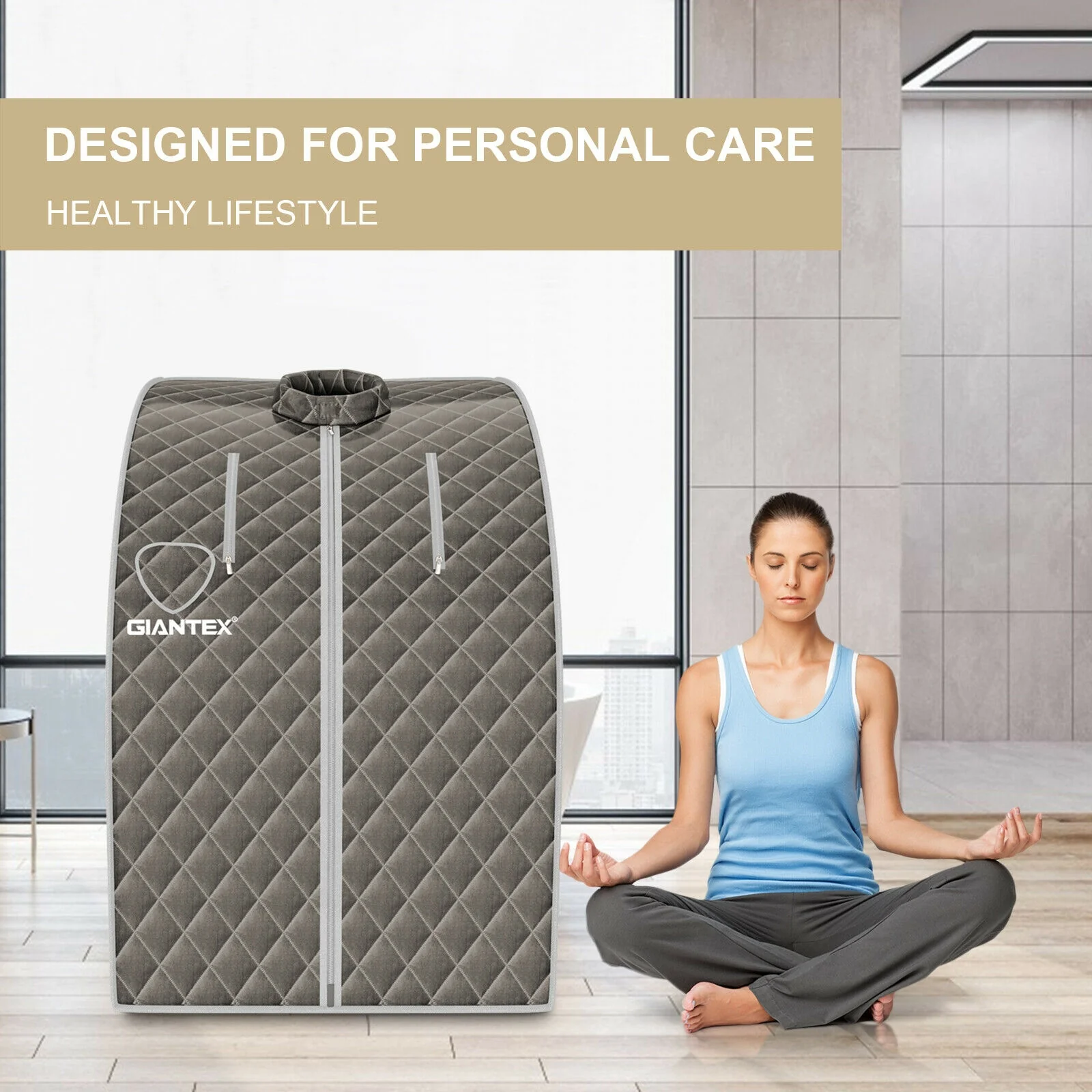 Portable Steam Sauna Spa, 3L Blast-Proof Steamer Chair, Gray - Image 2