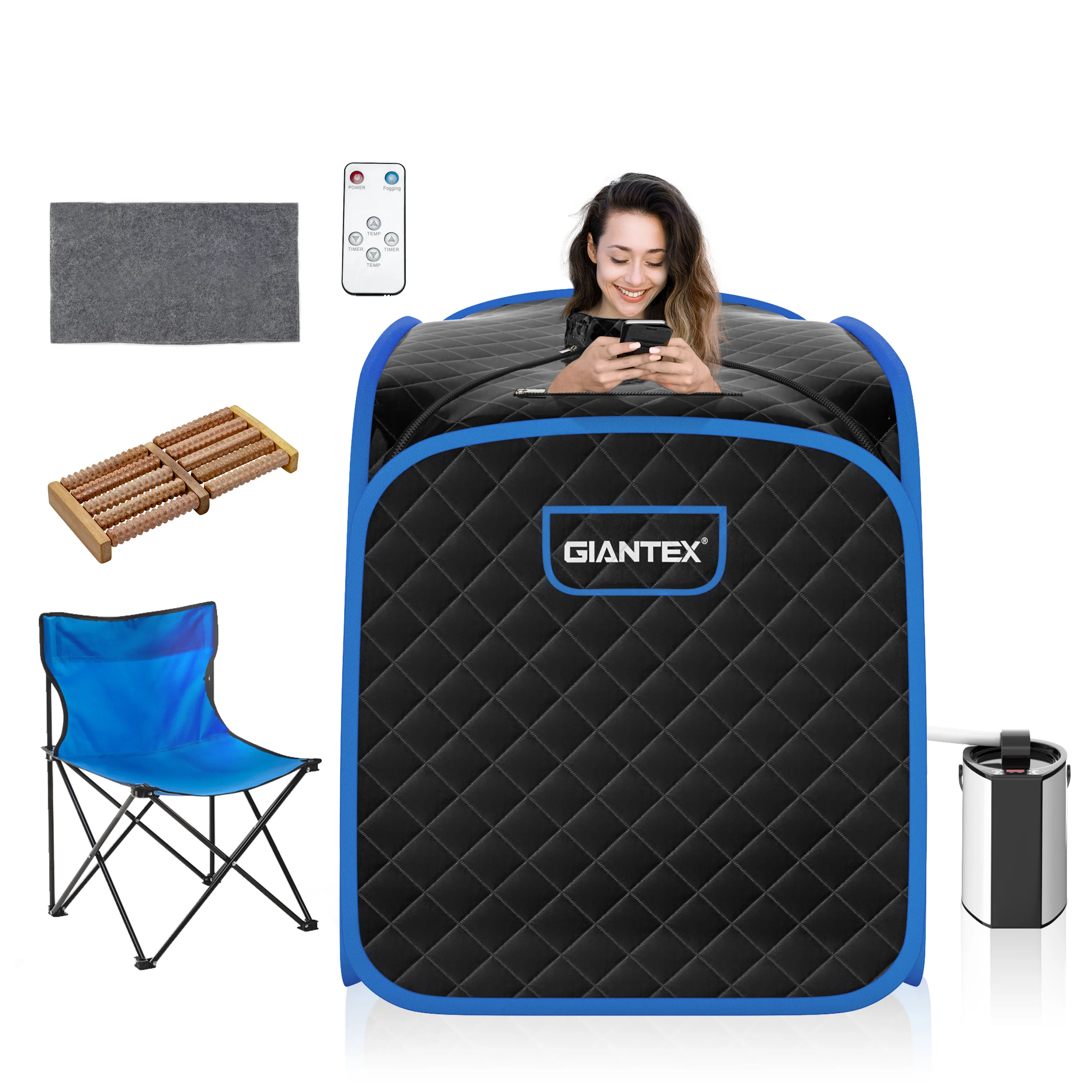 Portable Steam Sauna Spa With Steamer Chair, Black - Image 2