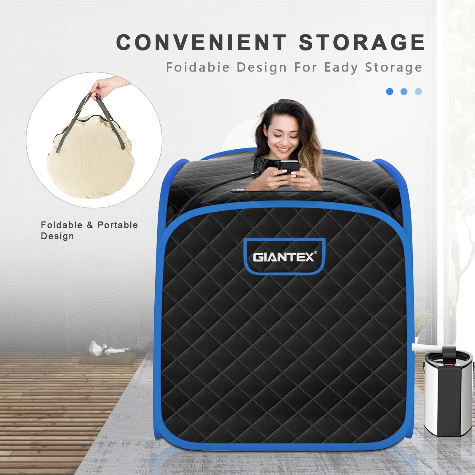 Portable Steam Sauna Spa With Steamer Chair, Black - Image 5