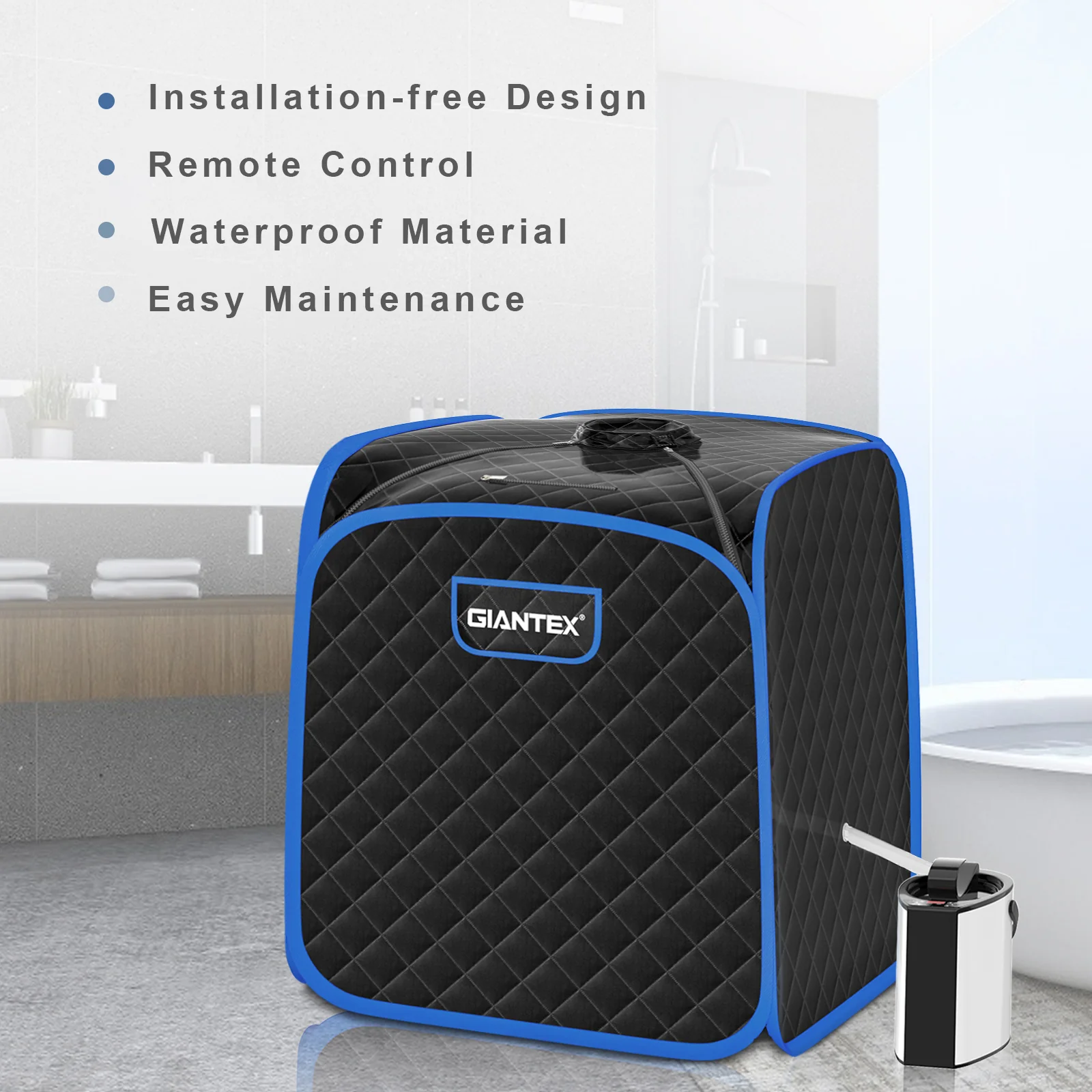 Portable Steam Sauna Spa With Steamer Chair, Black - Image 6