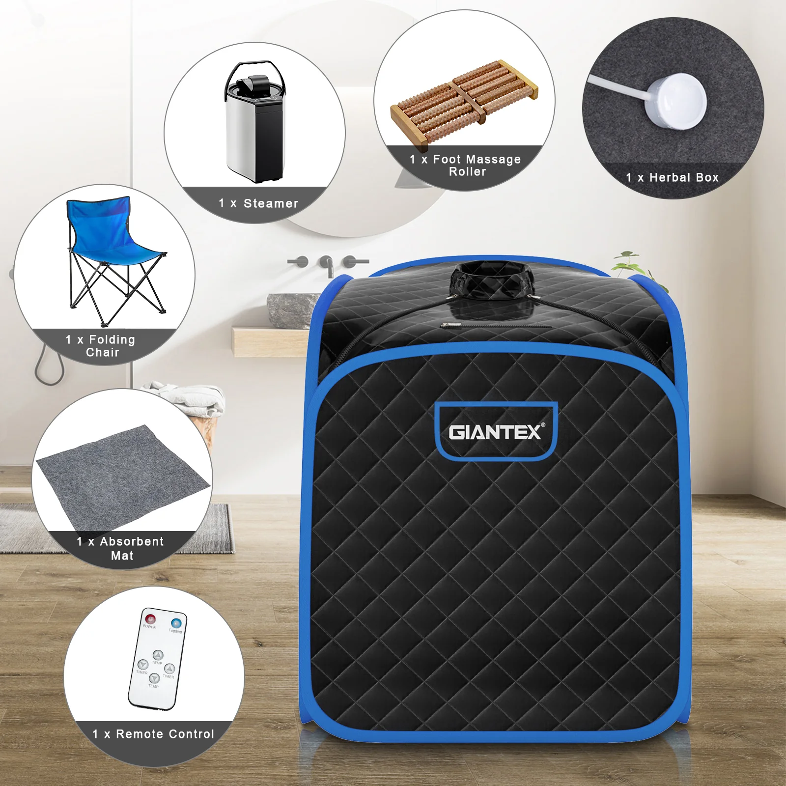 Portable Steam Sauna Spa With Steamer Chair, Black - Image 7