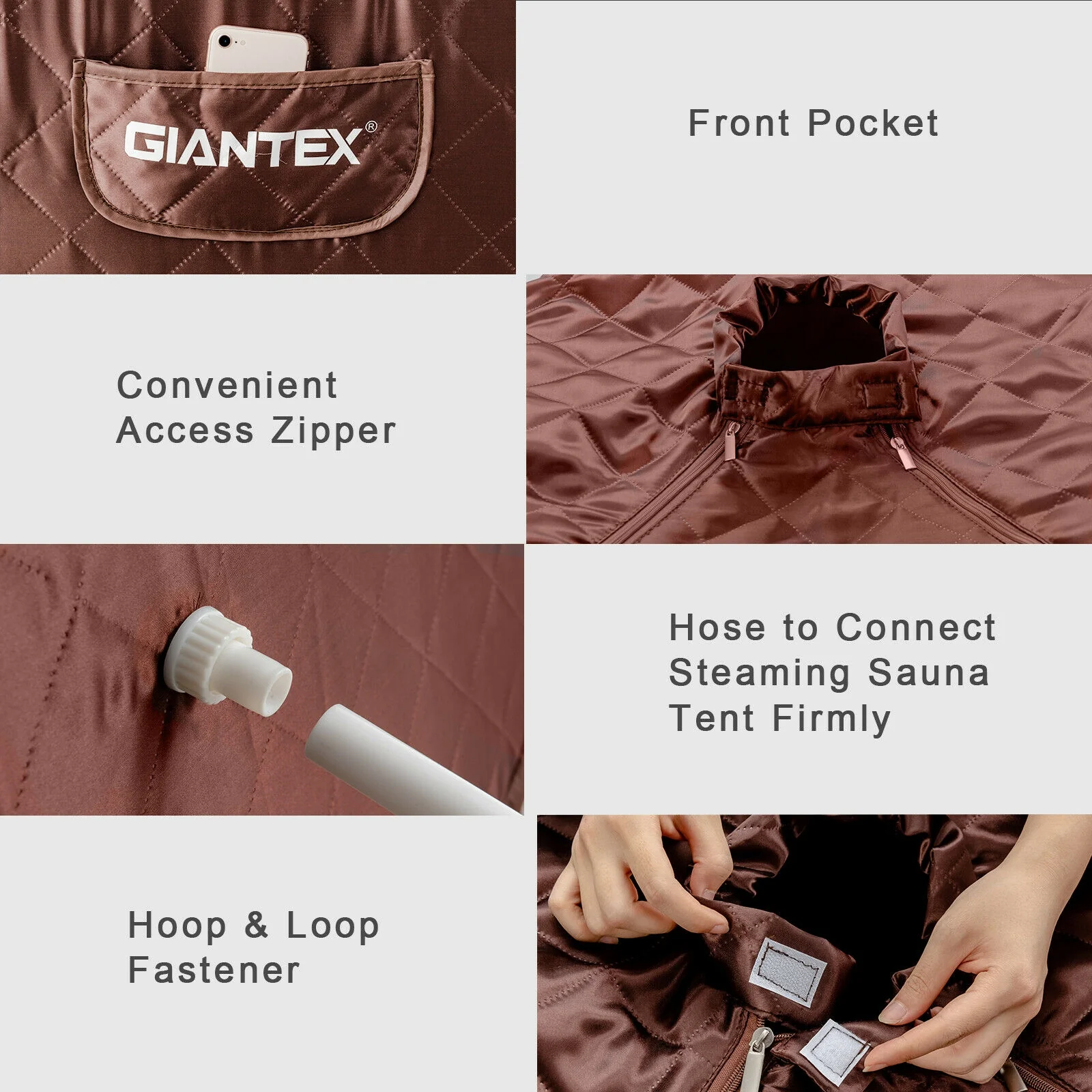Portable Steam Sauna Spa With Steamer Chair, Coffee - Image 5