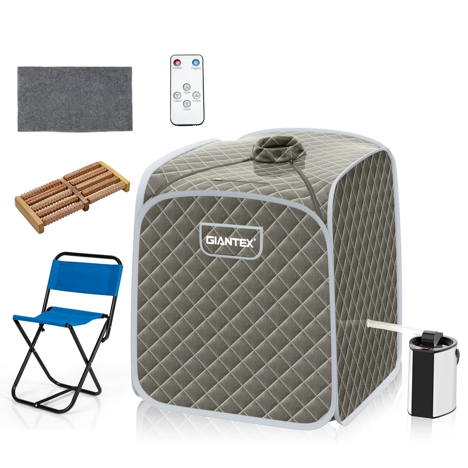Portable Steam Sauna Spa With Steamer Chair, Gray - Image 4