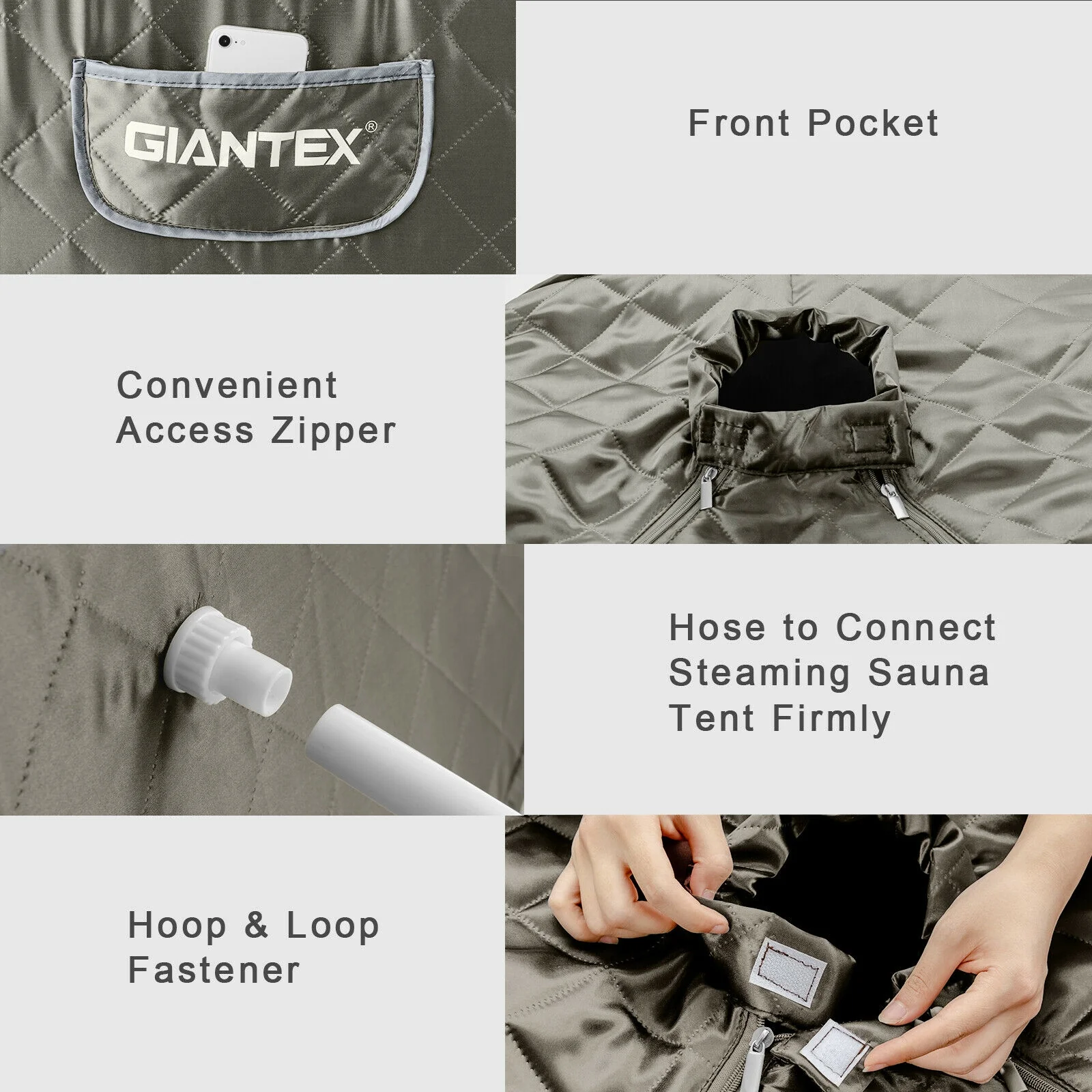 Portable Steam Sauna Spa With Steamer Chair, Gray - Image 6