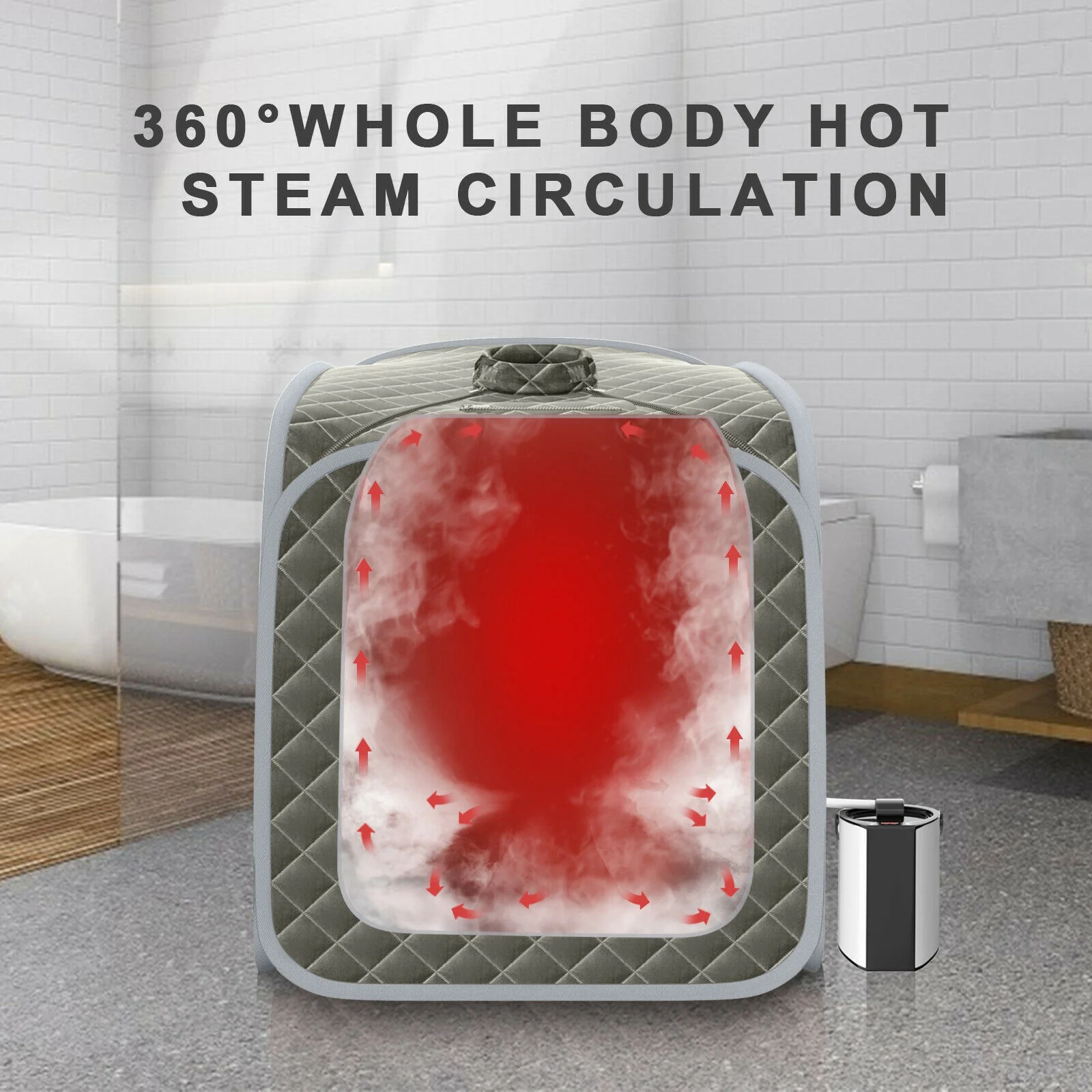 Portable Steam Sauna Spa With Steamer Chair, Gray - Image 7