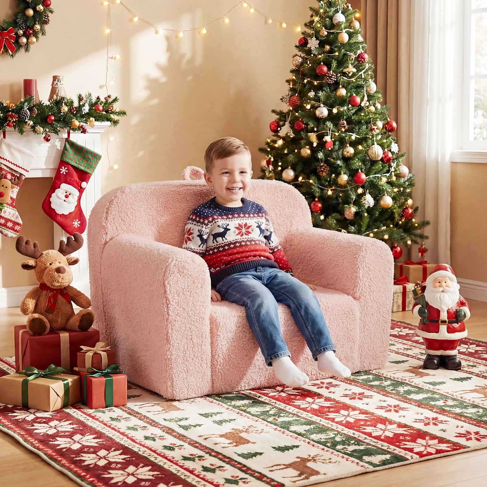 Portable Toddler Sofa, Anti-Slip Base, Pink - Image 2