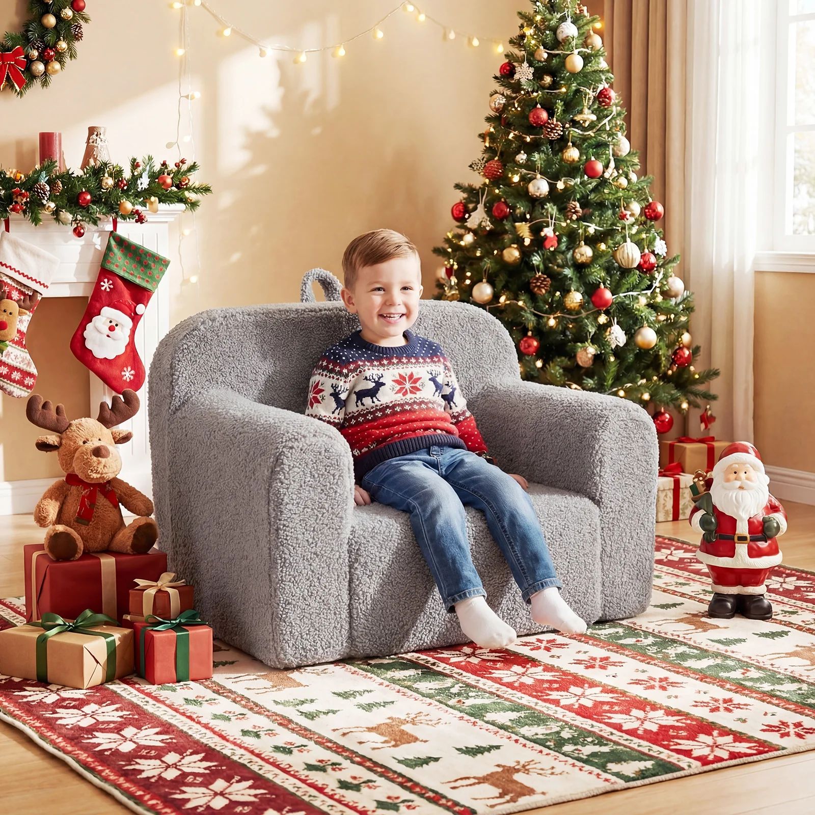 Portable Toddler Sofa With Anti-Slip Base, Gray - Image 2
