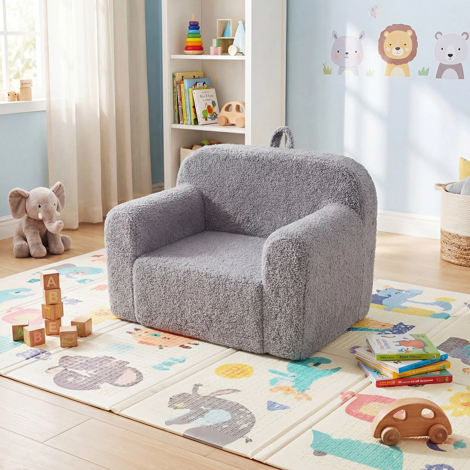 Portable Toddler Sofa With Anti-Slip Base, Gray - Image 3