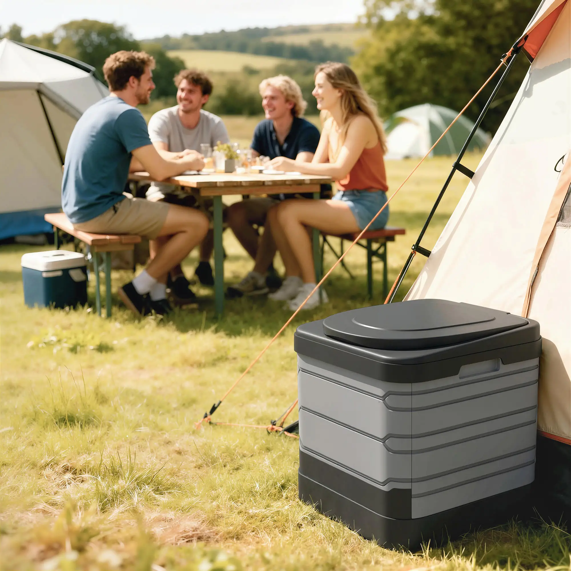 Portable Toilet, Foldable Porta Potty, 12 Coagulant Packets - Image 2