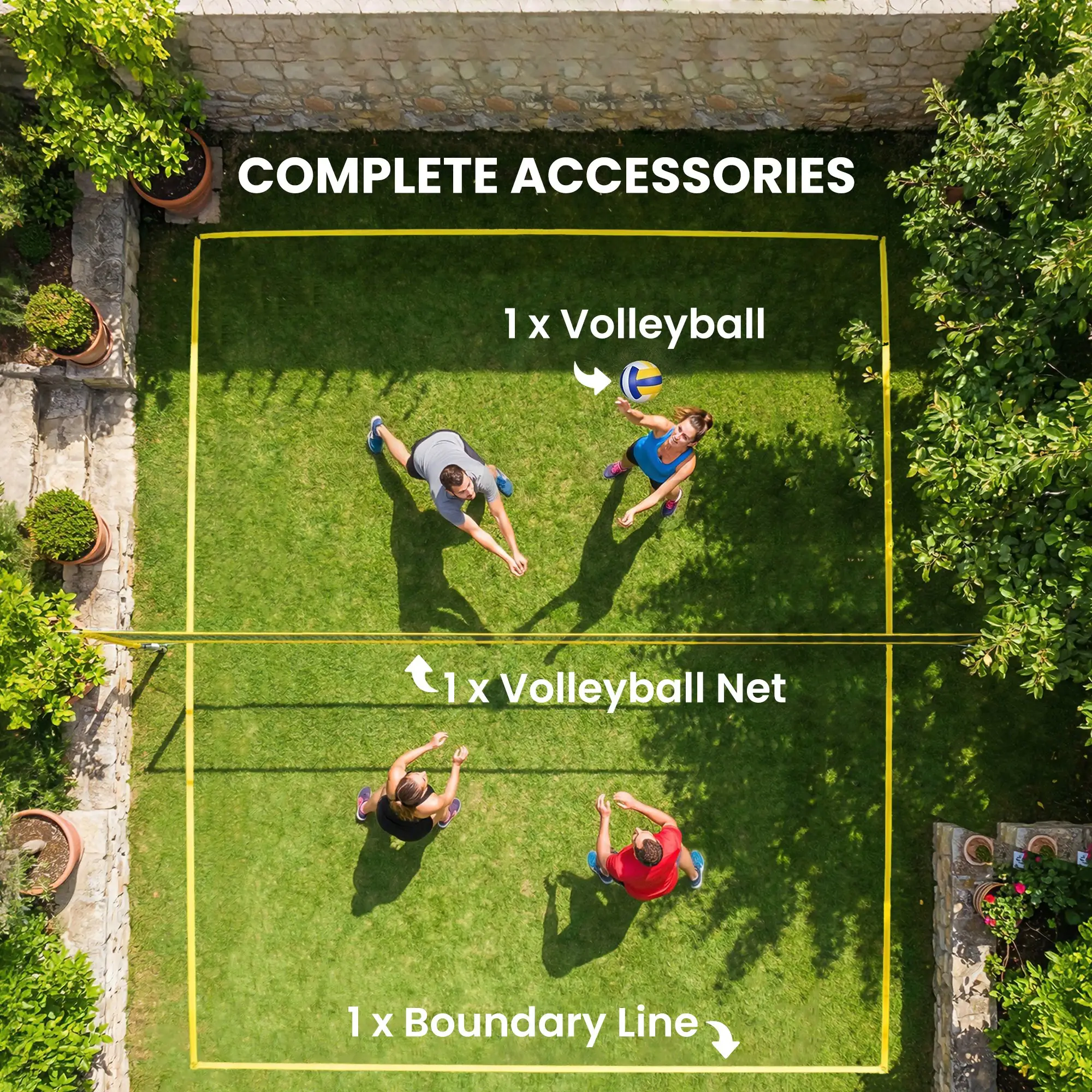Portable Volleyball Net Set, Adjustable Height Steel Poles, Boundary Line, Carrying Bag - Image 9