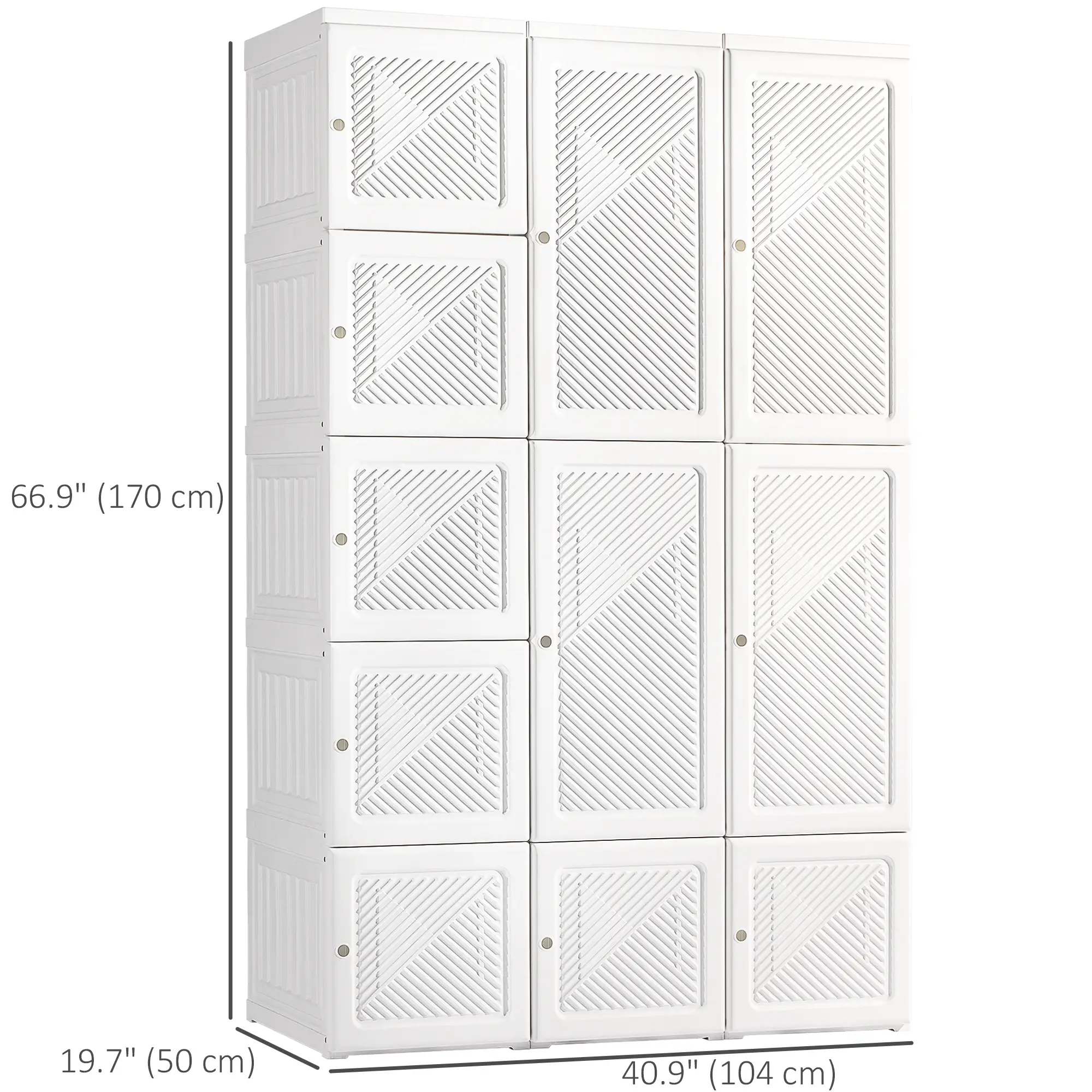 Portable Wardrobe Closet, 8 Cube Compartments, White - Image 3