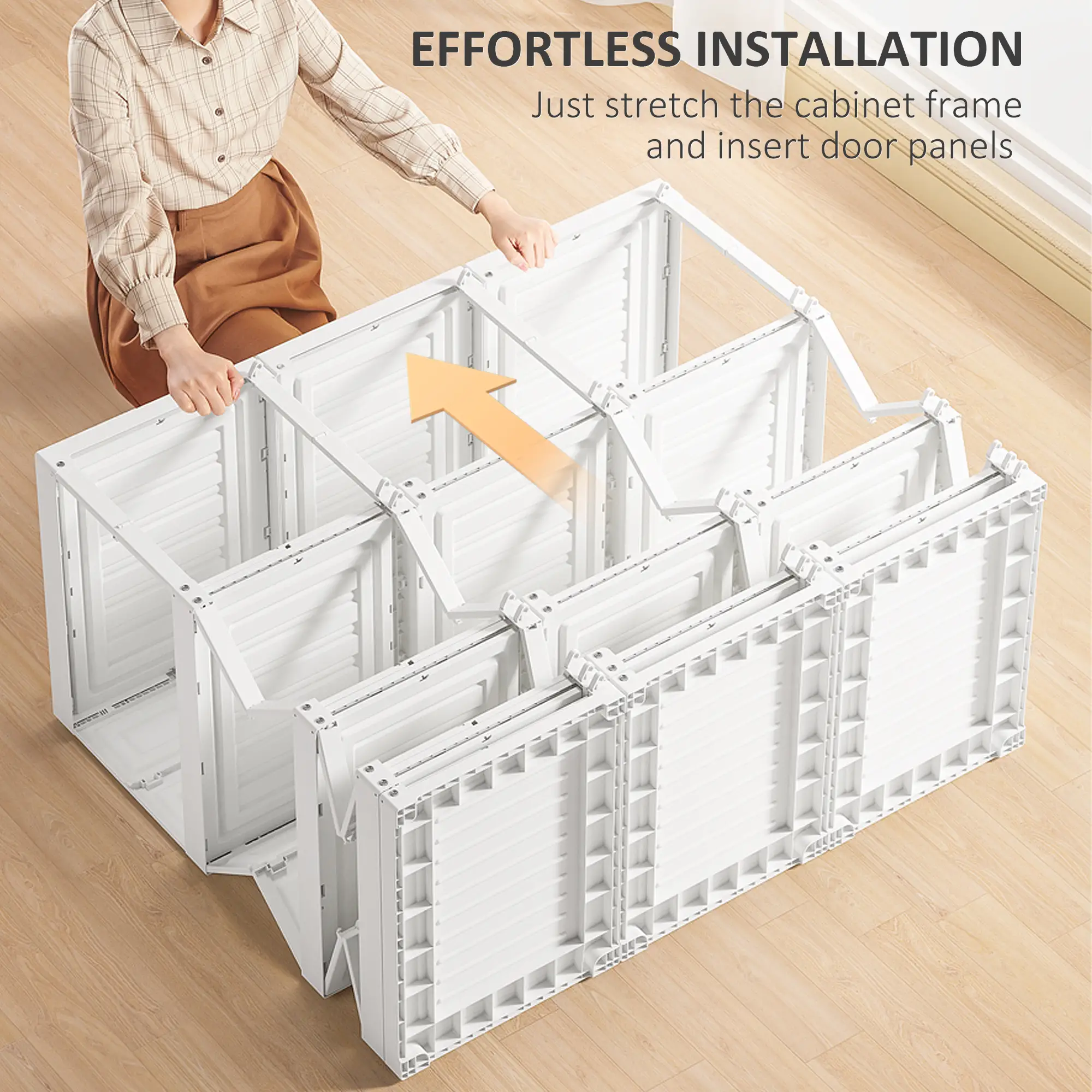 Portable Wardrobe Closet, 8 Cube Compartments, White - Image 5