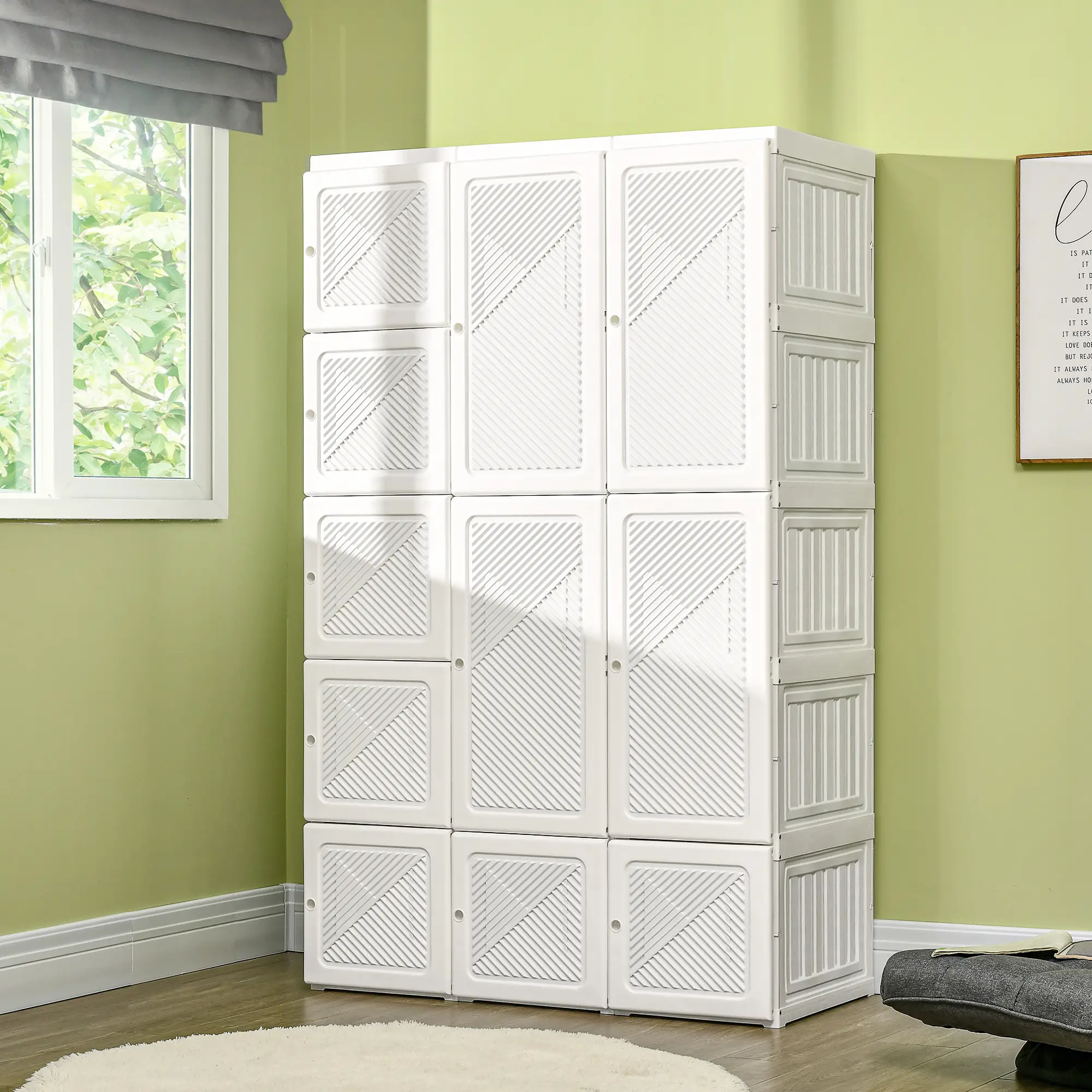 Portable Wardrobe Closet, 8 Cube Compartments, White - Image 8