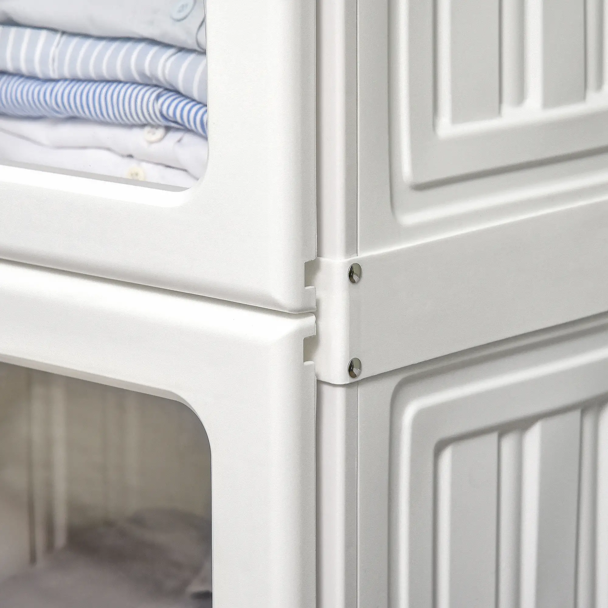 Portable Wardrobe Closet, Foldable Clothes Organizer, White - Image 11