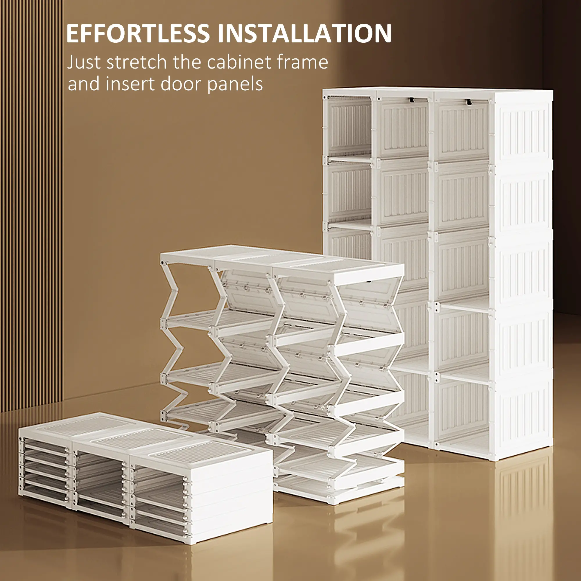 Portable Wardrobe Closet, Foldable Clothes Organizer, White - Image 5