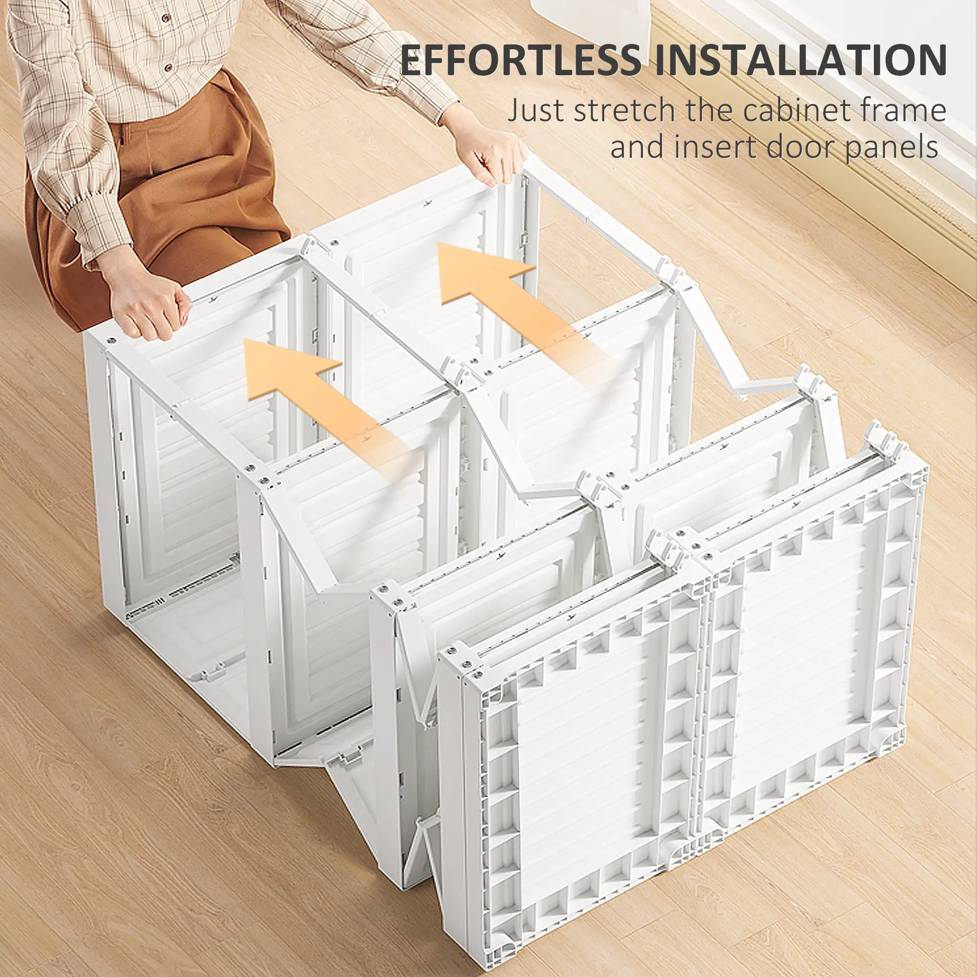 Portable Wardrobe Closet, Folding Clothes Storage Organizer, White - Image 5