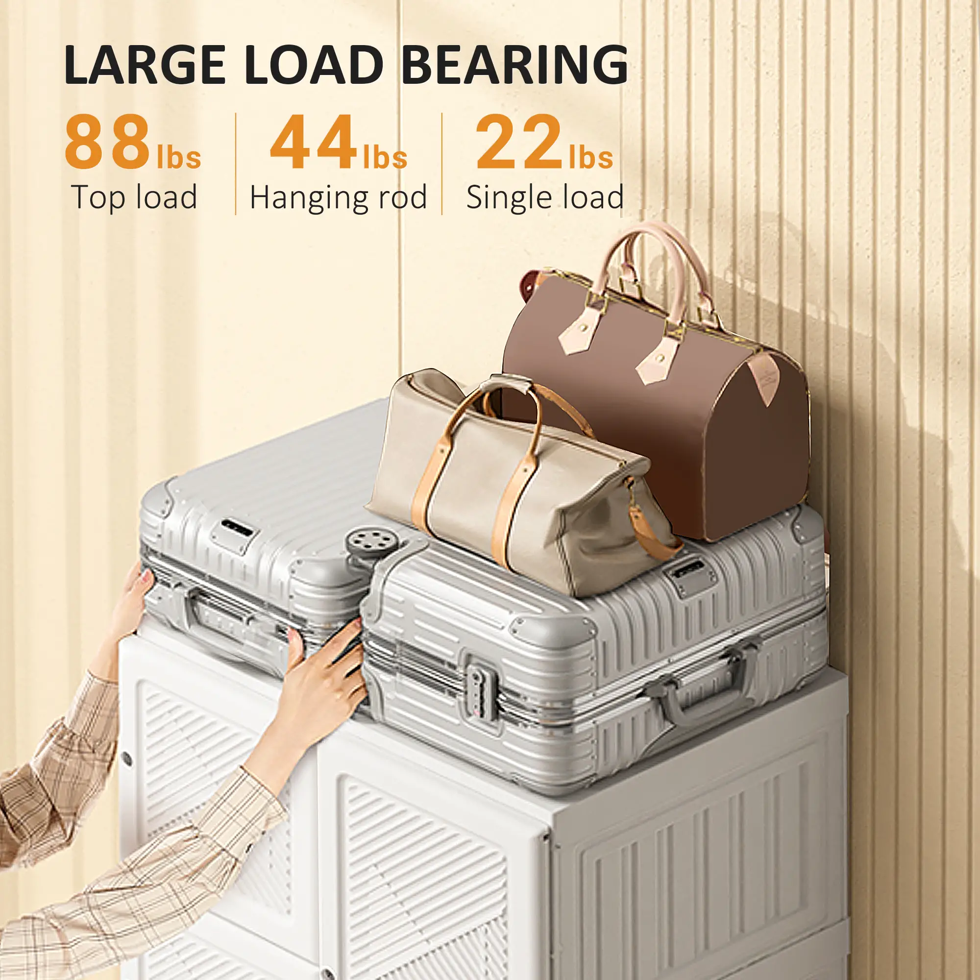 Portable Wardrobe Closet, Folding Clothes Storage Organizer, White - Image 6