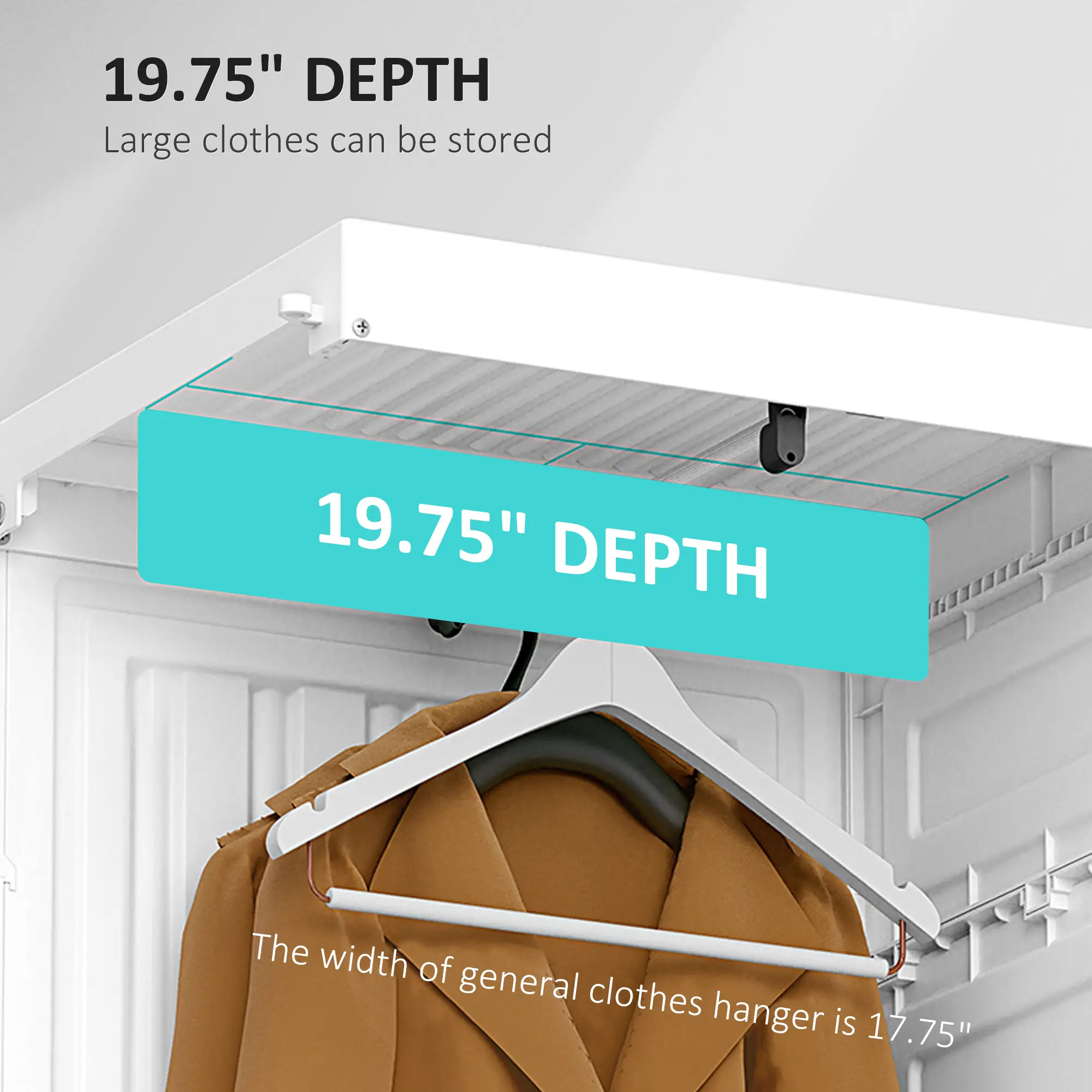 Portable Wardrobe Closet, Folding Clothes Storage Organizer, White - Image 9