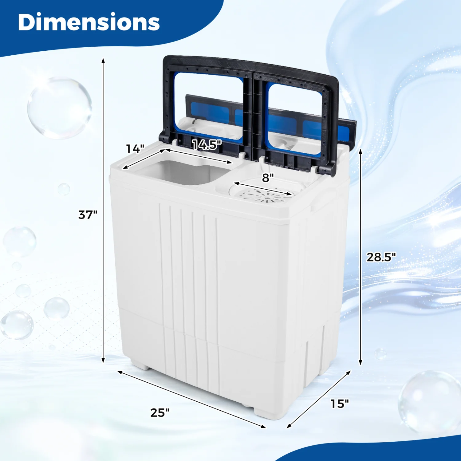 Portable Washing Machine, 12 LBS Washer 8 LBS Spinner, Blue - Image 6
