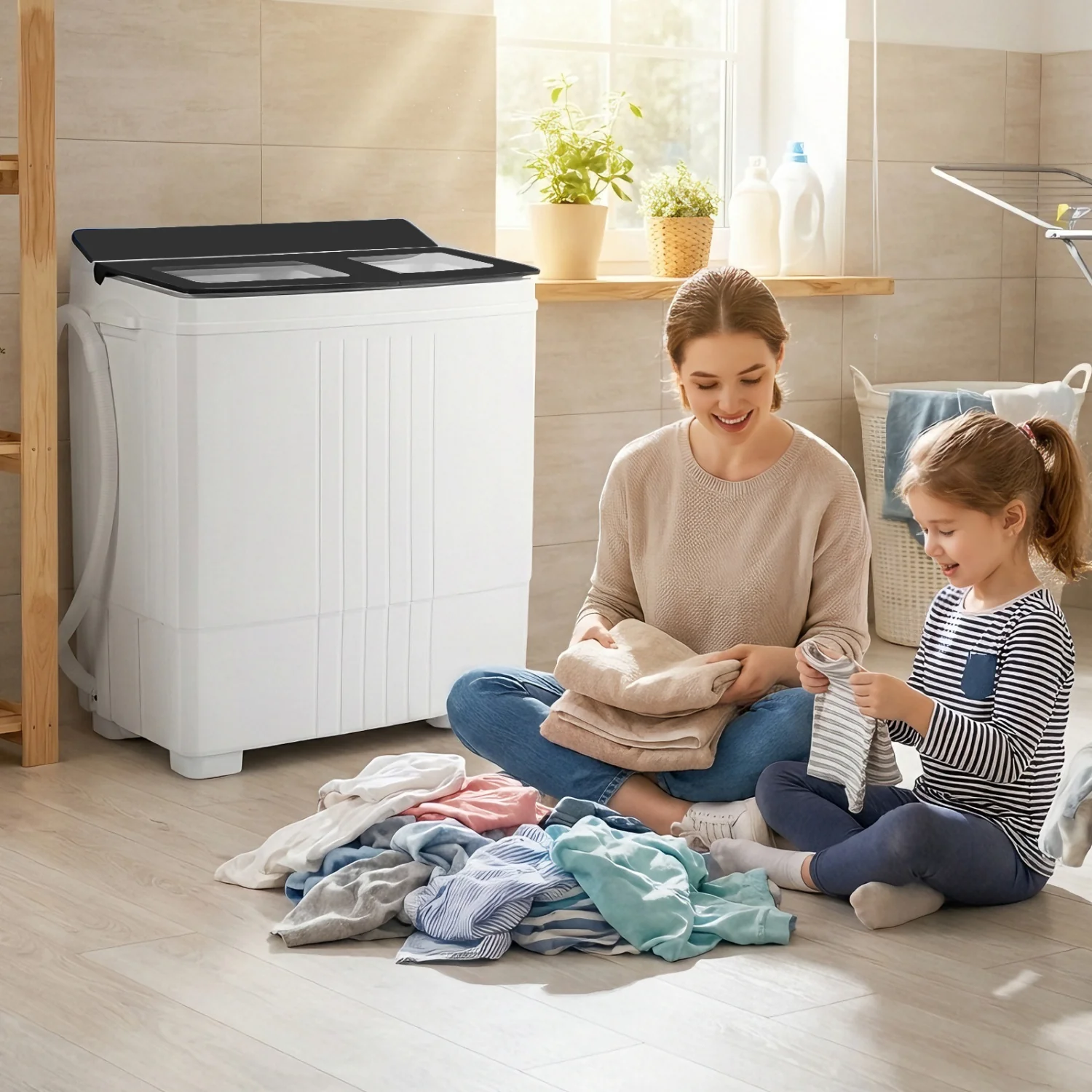 Portable Washing Machine, 12 LBS Washer 8 LBS Spinner, Gray - Image 2