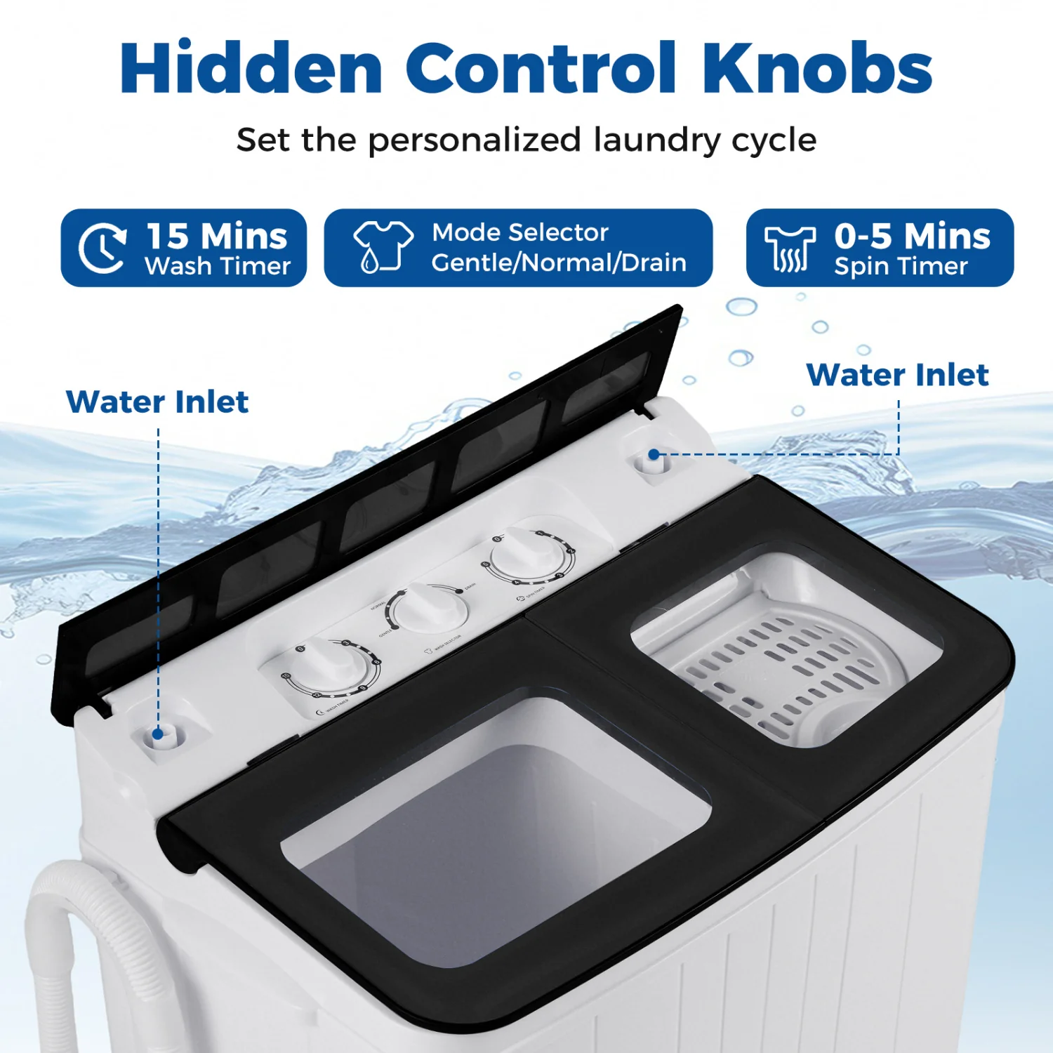 Portable Washing Machine 18 lbs Mini Laundry Machine with 11 LBS Washer, Black - Image 8